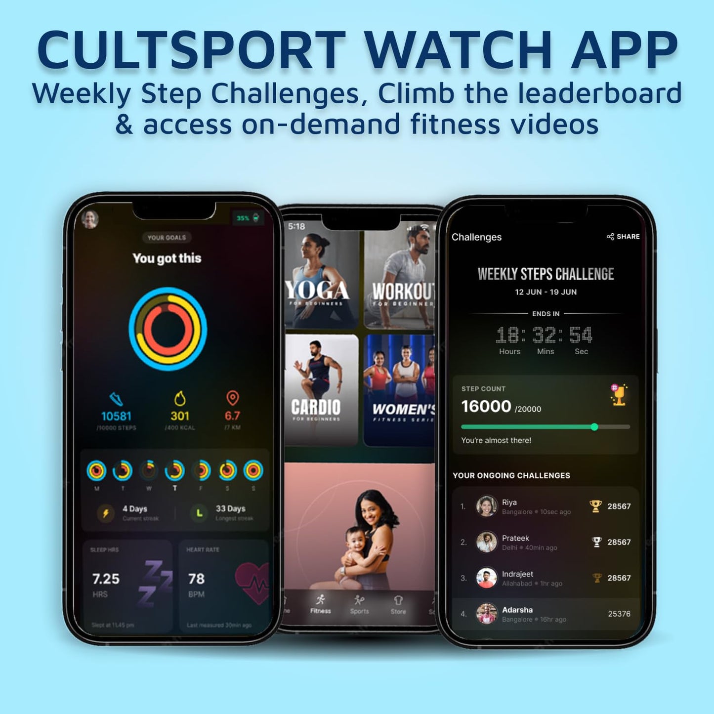 Cultsport Cult.Sport Burn Plus 1.78" Amoled, Live Cricket Score, 368 X 448 Best-in-Class Resolution, Bt Calling, Crown Control, Always On Display, 7 Days Battery Life, (Black Silicone Strap)