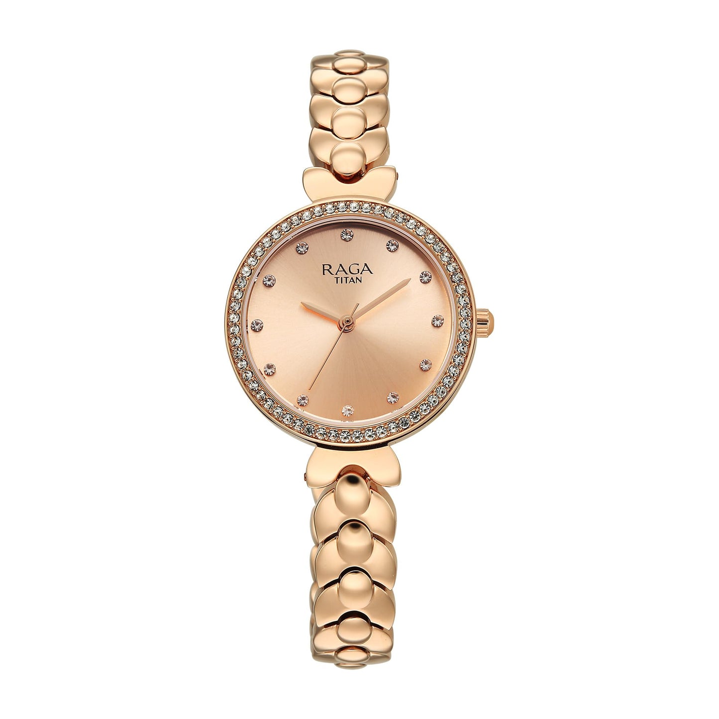 Titan Raga Showstopper 4.0 Quartz Rose Gold Round Dial Women's Watch | Rose Gold Colour Band | Watches for Women Analog - 95357WM01
