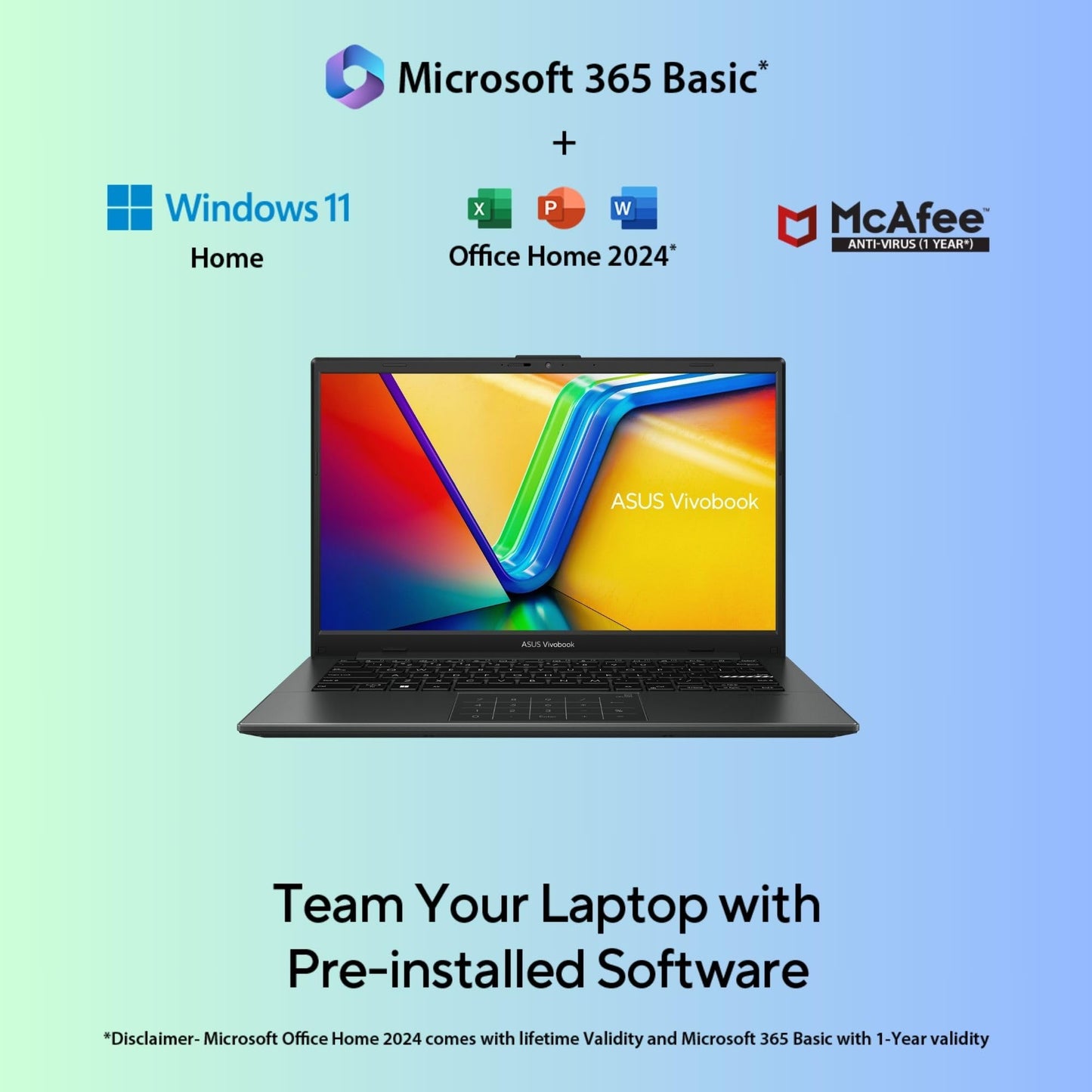 ASUS Vivobook Go 14, AMD Ryzen 3 7320U,Thin & Light (AMD Radeon iGPU/8GB RAM/512GB SSD/FHD/14/60Hz/42WHrs/Windows 11/M365 Basic (1Year)*/Office Home 2024/Mixed Black/1.38 kg) E1404FA-NK3325WS