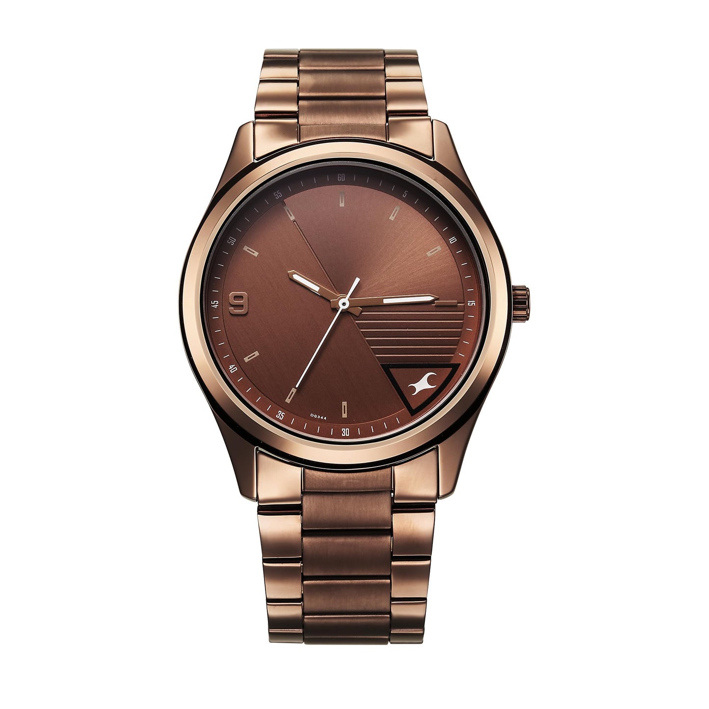 Fastrack Stunners Quartz Analog Brown Dial Brown Metal Strap Watch for Guys