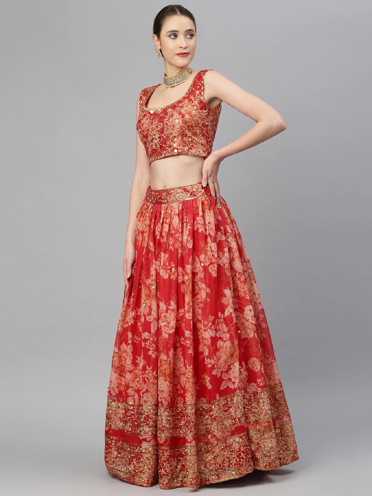Girls Fashion Lehenga Choli Ethnic Wear Stylist Digital Printed Lehenga | Choli & Dupatta Set, Pack