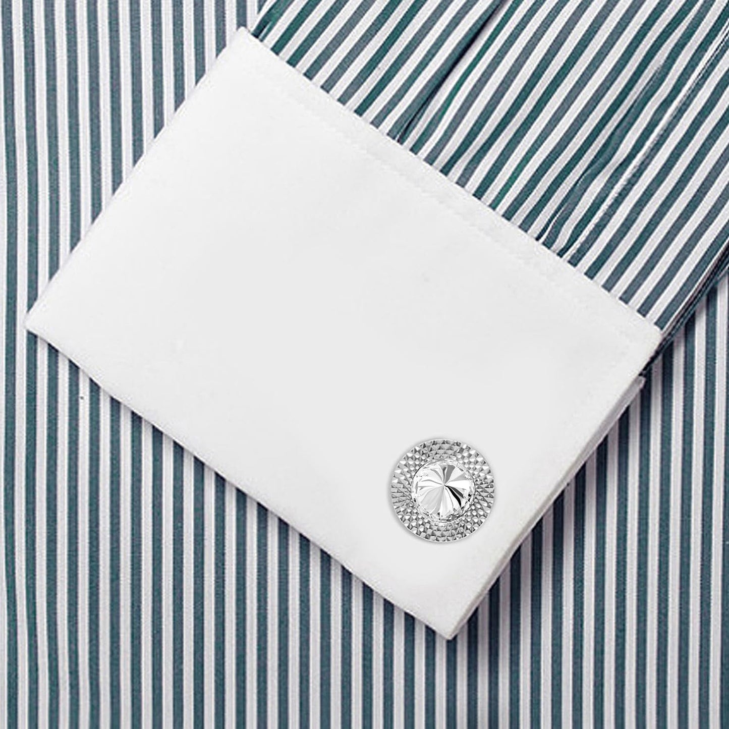 Peora White Silver Plated Cufflinks Set Stylish Wedding Business Accessories for Men & Boys - Valentines Gift for Him