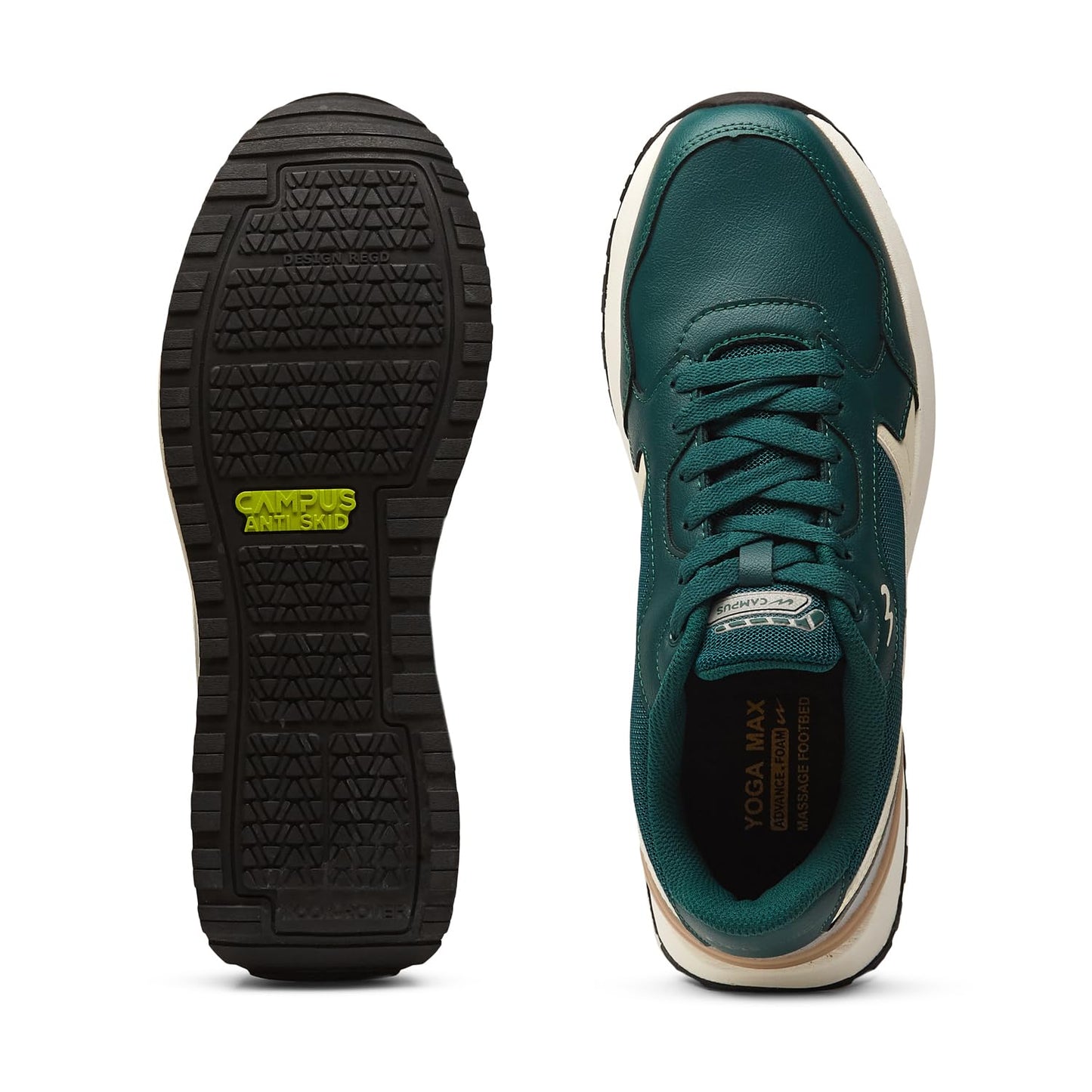 Campus Men's STOM BT.GRN/Off.WHT Sneakers - 10UK/India 1 Pair