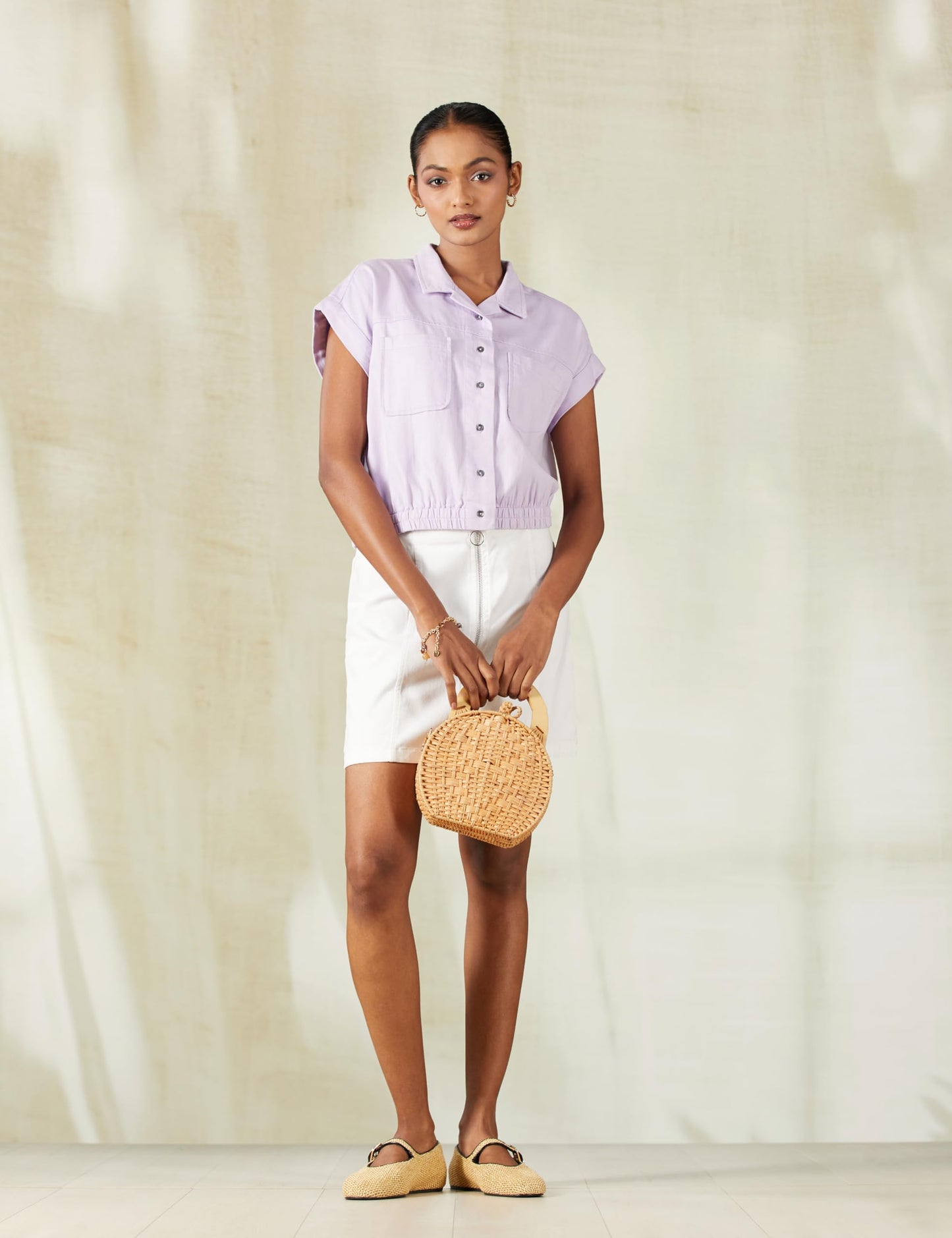 Pepe Jeans Solid Cotton Round Neck Women's Shirt (Purple, Small)