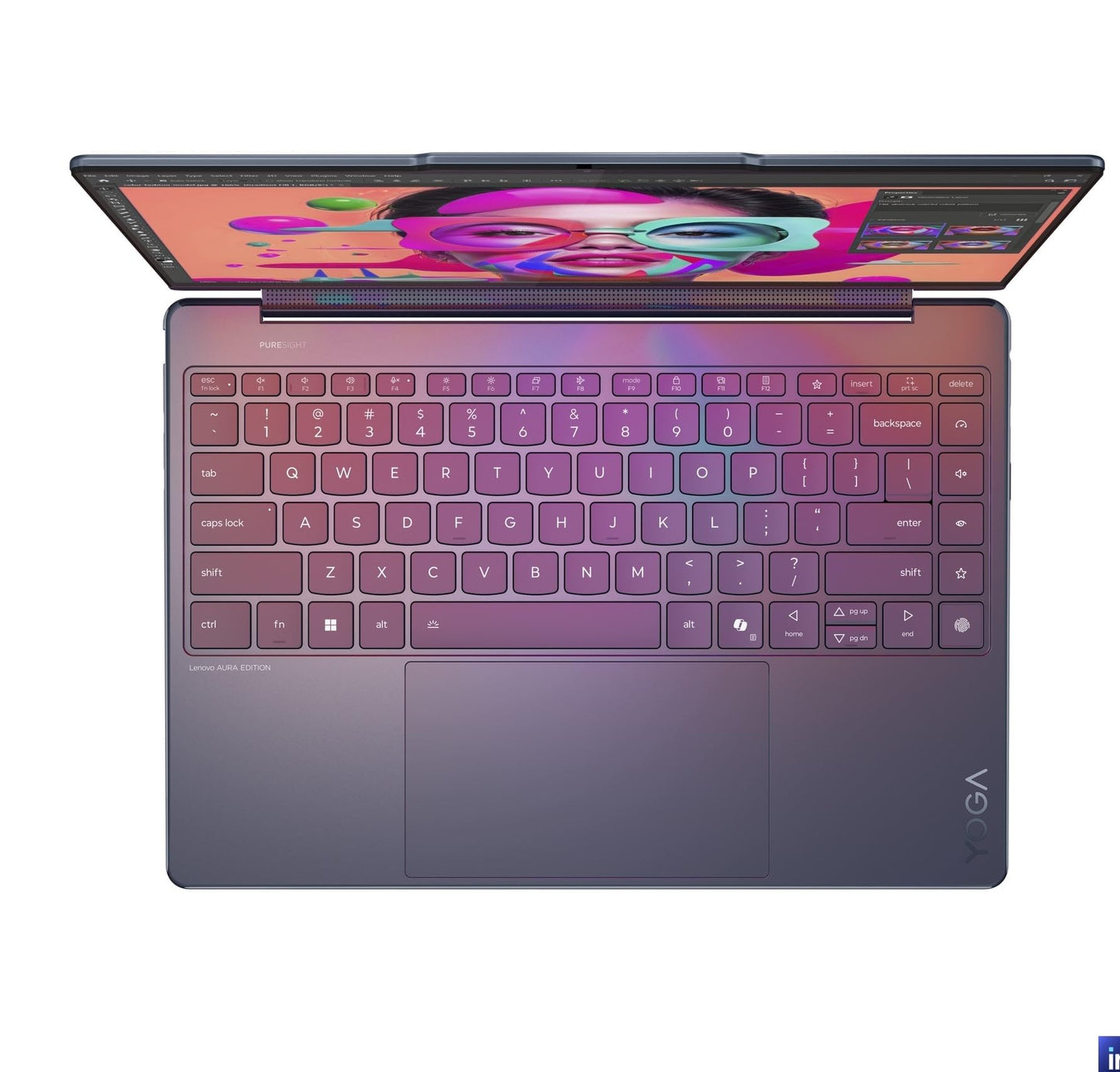Lenovo Yoga 9 2-in-1 Aura Edition Intel Core Ultra 7 258V (32GB RAM/1TB SSD/14 (35.5cm)/4K WQUXGA OLED/47 Tops NPU/Copilot+PC/Windows 11/Office Home 2024+AI Now/Yoga Pen/Blue/1.3Kg), 83LC001FIN