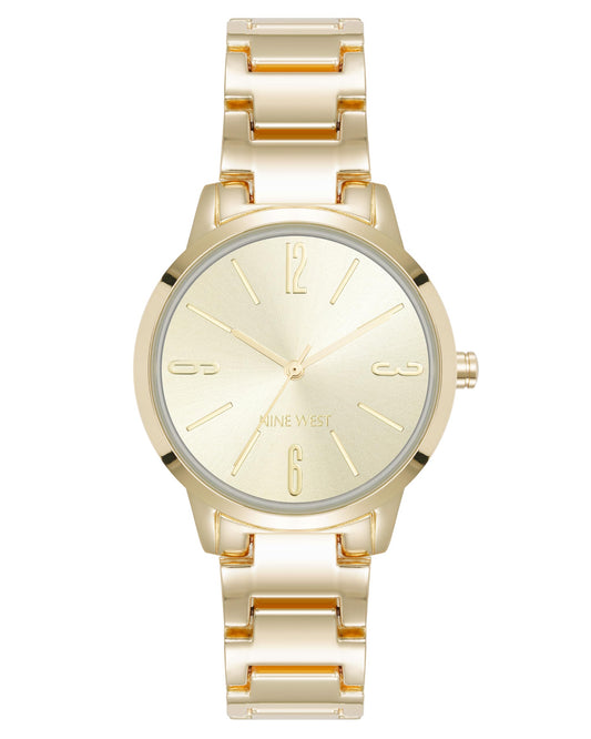 Nine West Women's Bracelet Watch, Analog Display, Gold-Tone Metal Band, Limited Movement, Mineral Crystal Lens