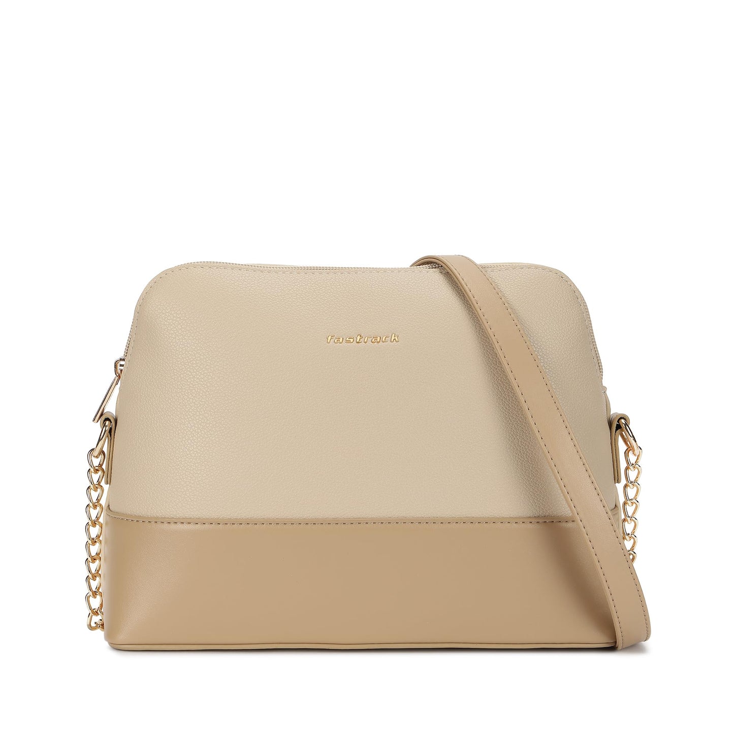 Fastrack Velvet Touch Sling Bag for Women| Faux Leather Sling With Gold Chain Accents | Chic Compact Crossbody with Top Zip Closure | Trendy Women's Handbags | Stylish Bags for Girls