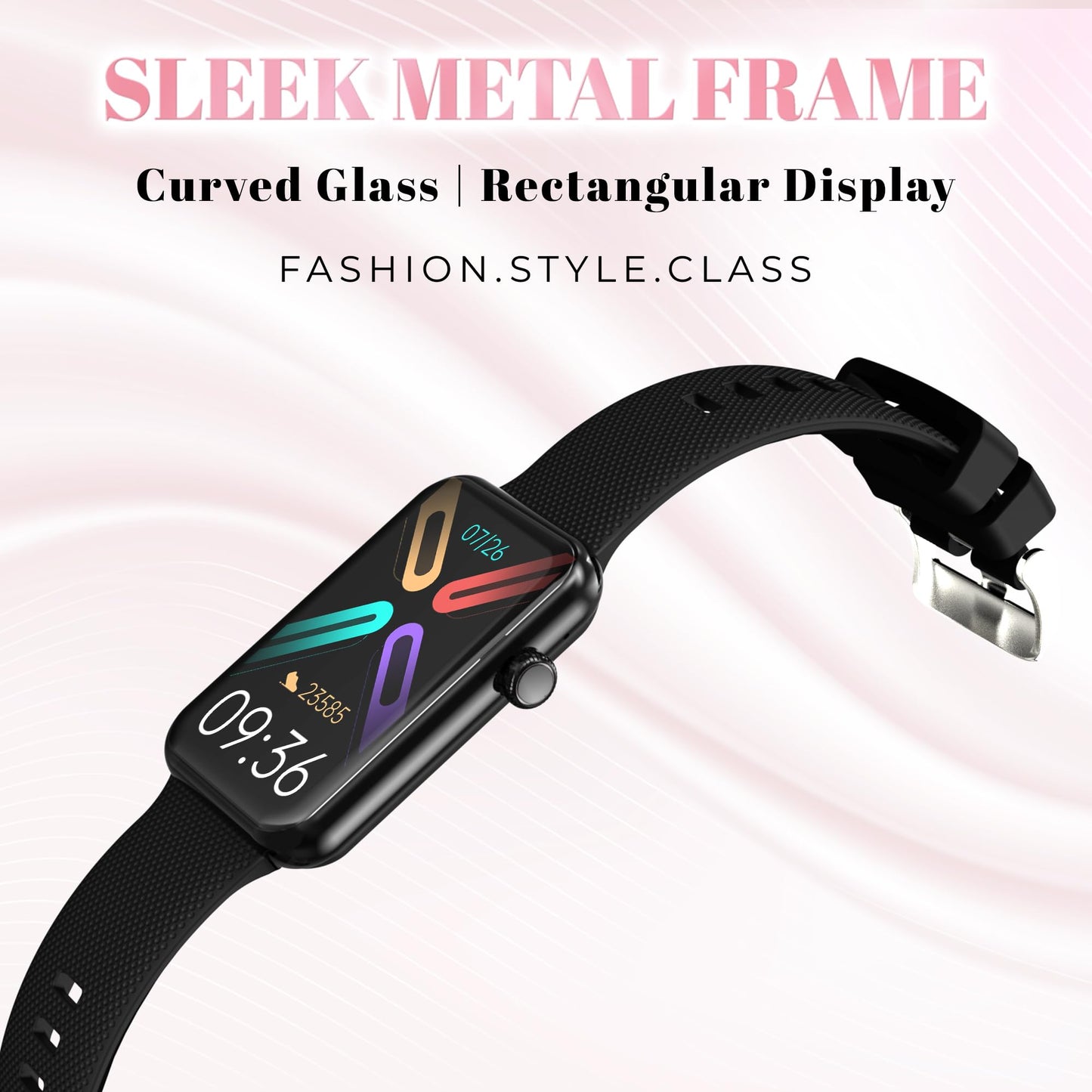 GIZMORE Slate 1.57 inch AOD Display | AI | Sports Modes | SpO2, BT Calling Smartwatch (Black)