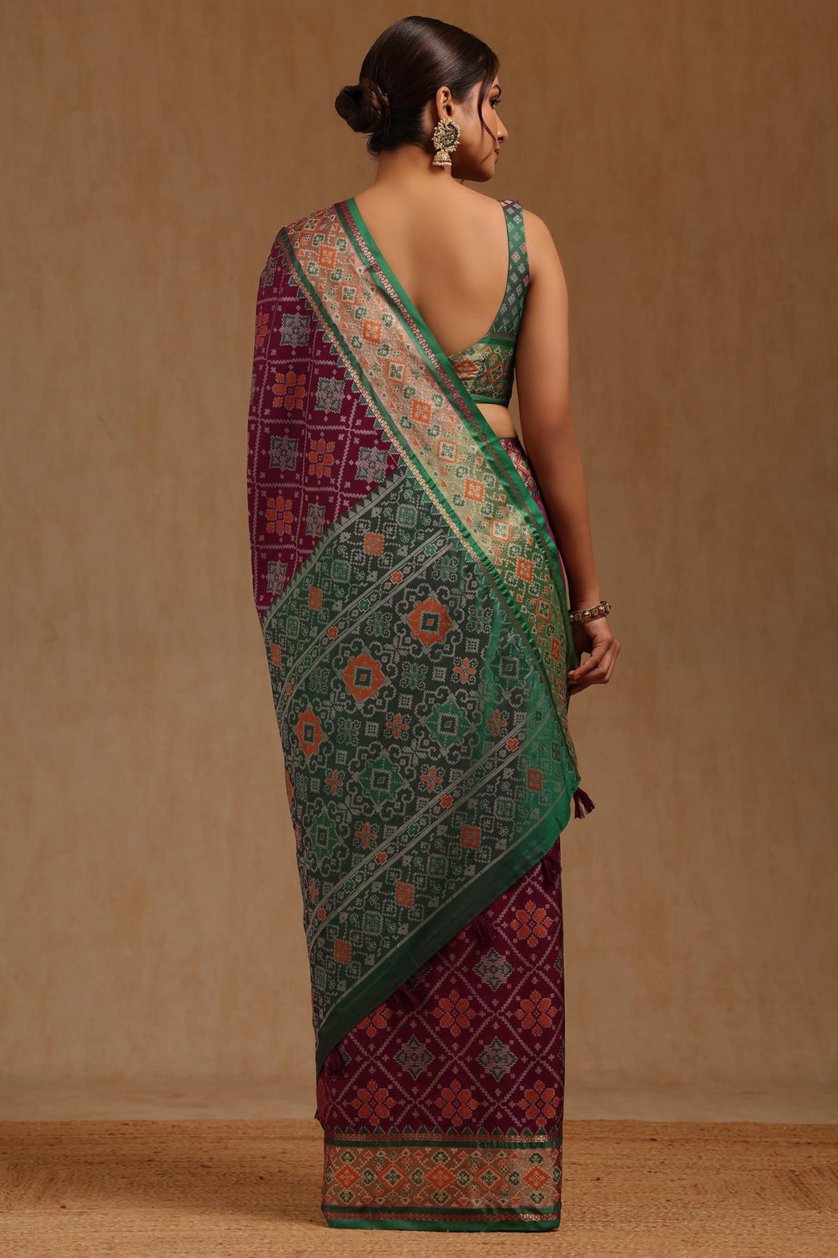Soch Womens Purple Silk Patola Print Saree