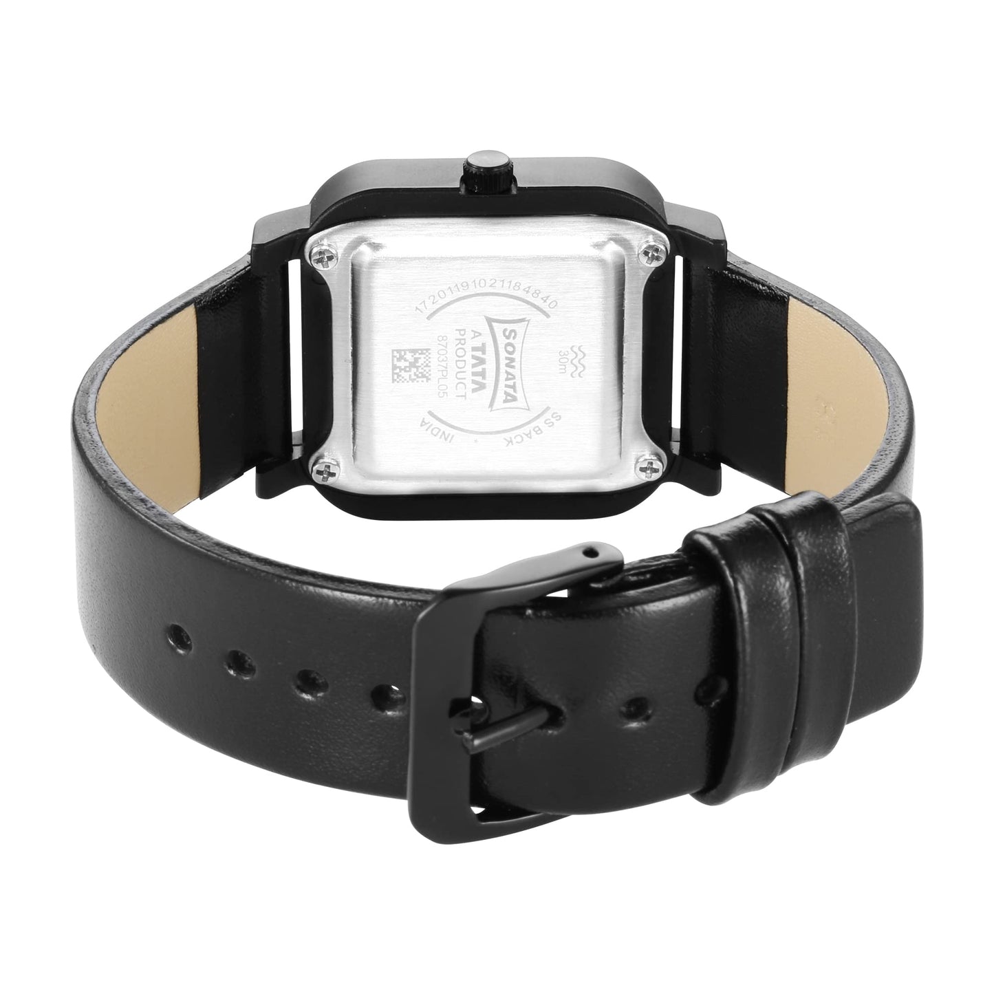 Sonata Pop Black Dial Women Analog Watch with Leather Strap-NS87037PL05W