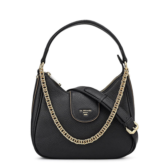 Da Milano Leather Sling Bag for Women - Black (01682OL)