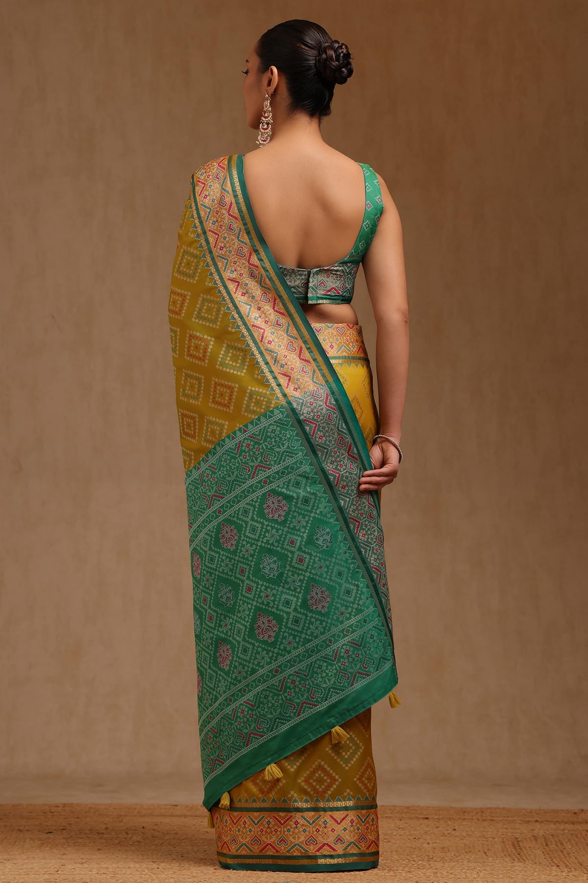 Soch Womens Light Green Silk Blend Woven Design Saree With Thread Work