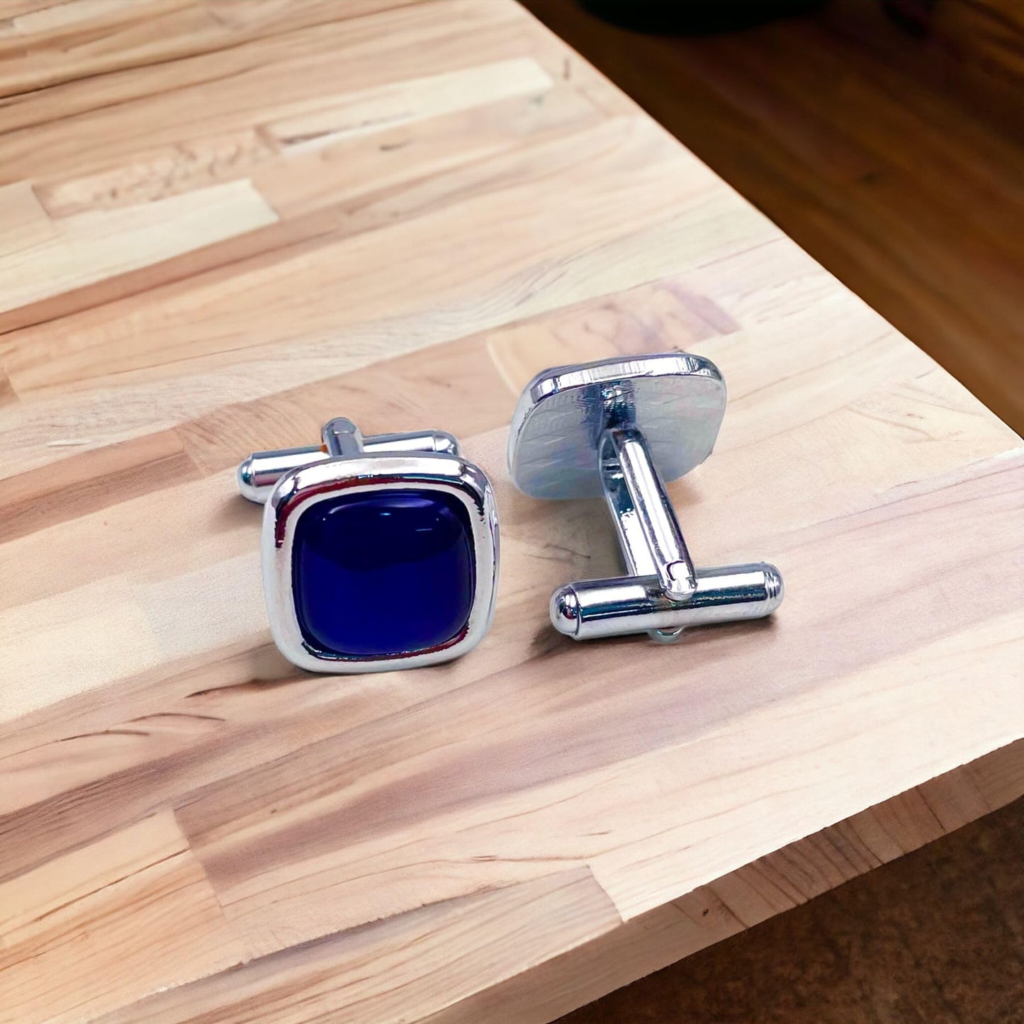 Zivom® Indigo Blue Silver Office Formal Shirt Blazer Cufflinks Pair Men Gift Box