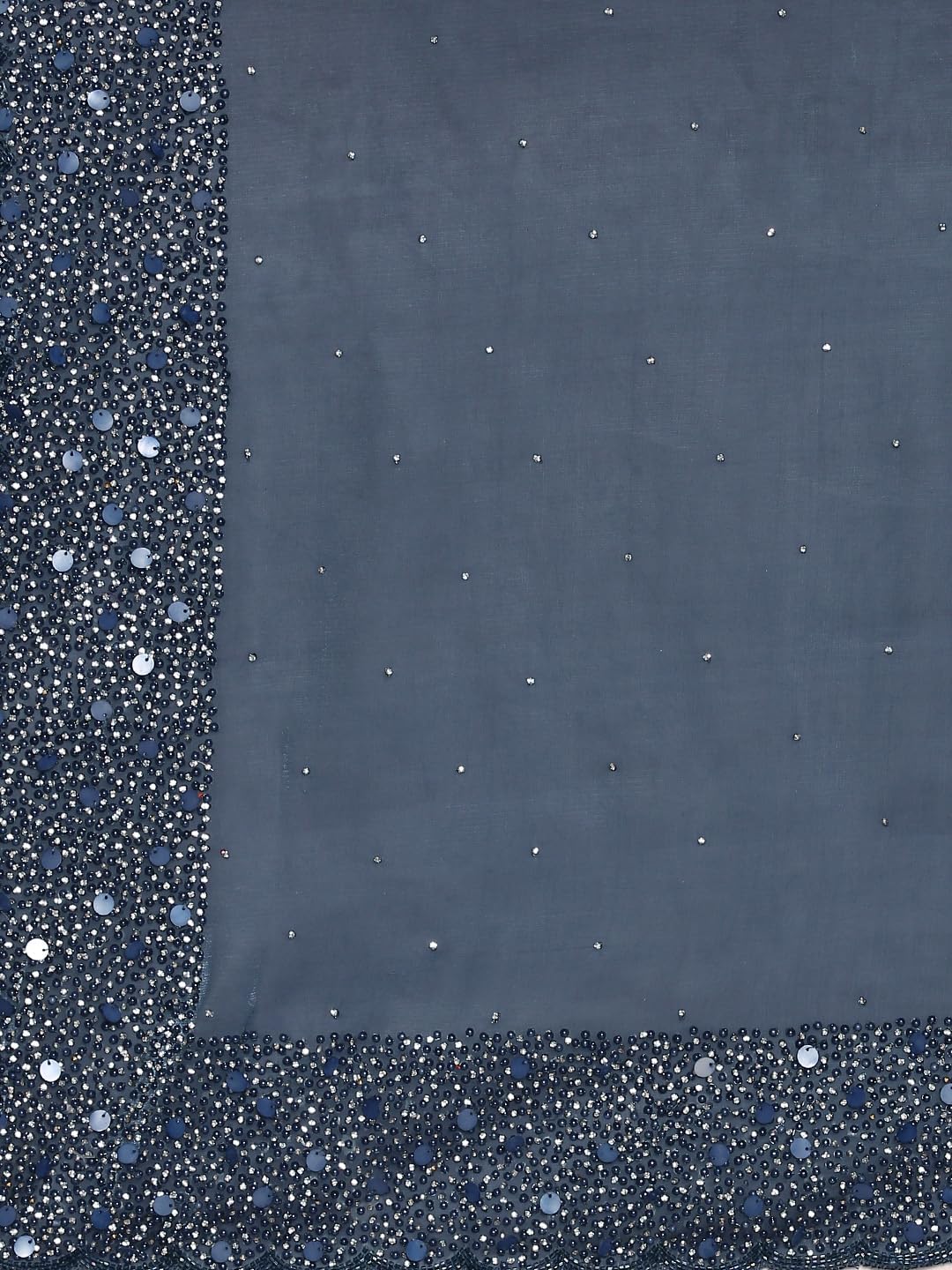 MOHEY Grey Organza Embroidery|Stone Work Saree for Women