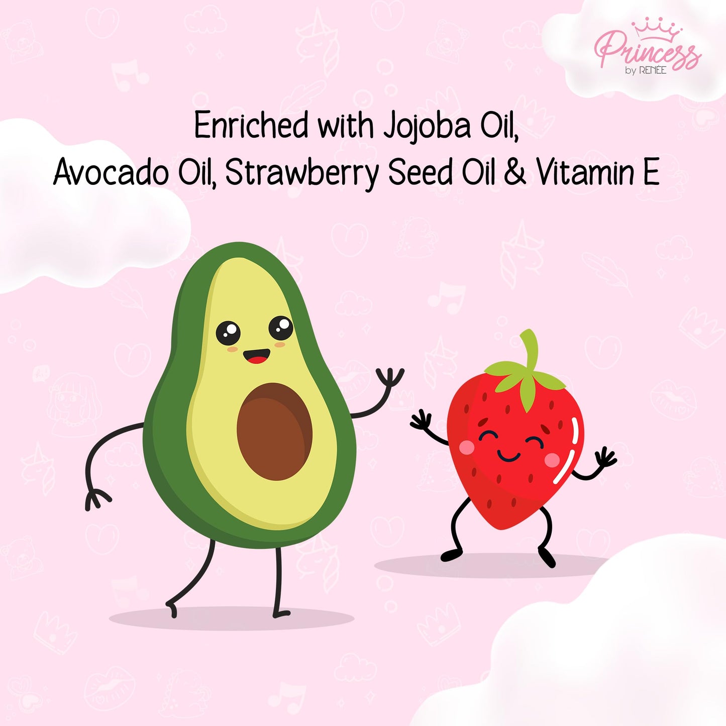 Princess by RENEE Royal Shine Lip Gloss Set, Soft, Shiny & Nourishing, Lightweight, Non-Sticky, Enriched with Strawberry Seed Oil, Jojoba & Avocado Oil, 5 Gentle Shades for Young Lips, 1.2Ml Each