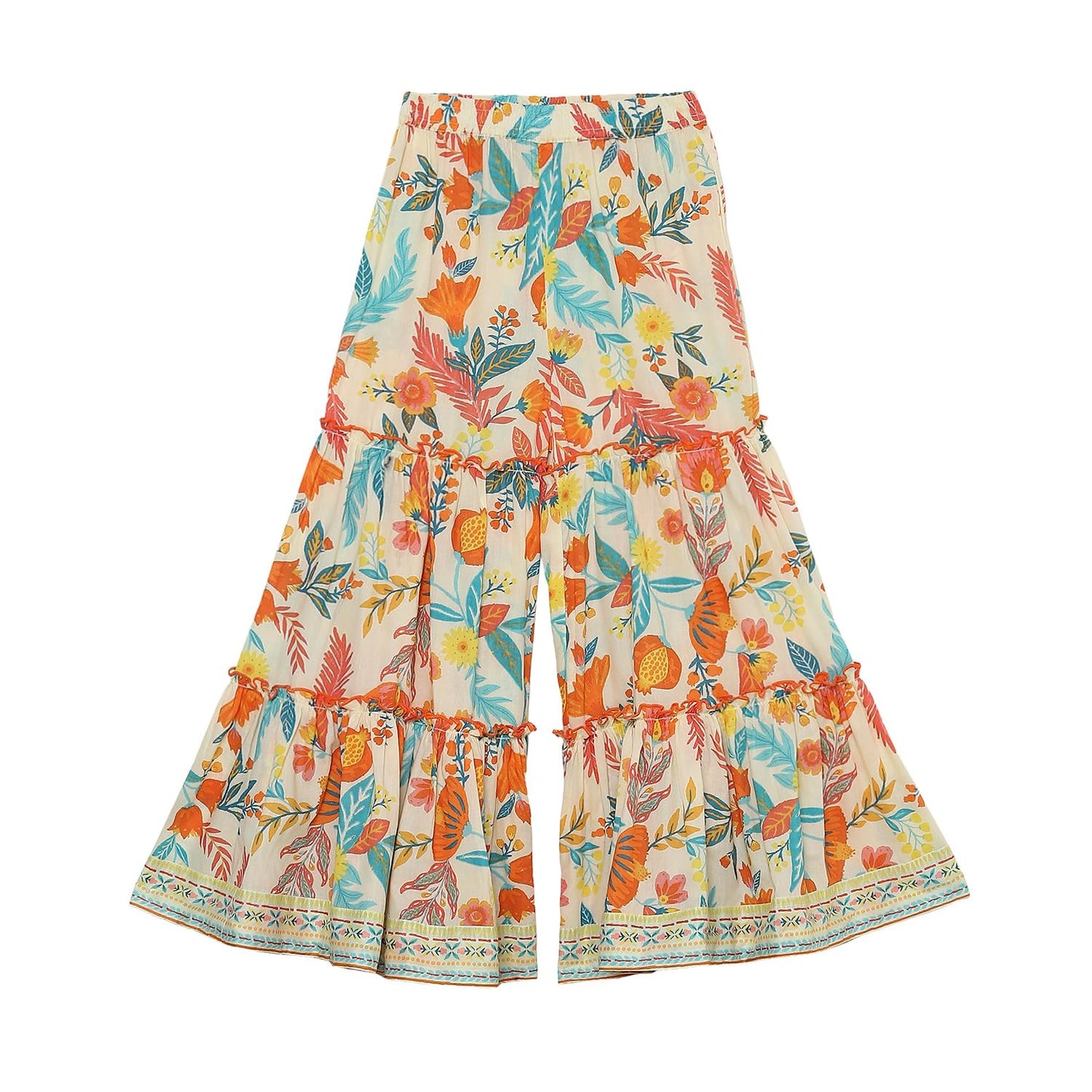 Biba Girl's Cotton Kurta, Bottom, Dupatta (KWSMCR6252SS25MLTI_Multicolor