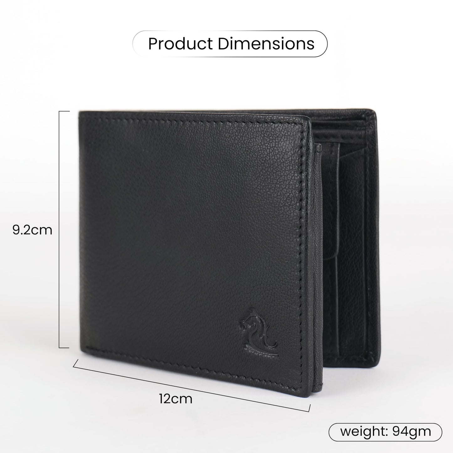 KARA Black Men's Genuine Leather Wallet – Bifold, 2 Cash Compartments, Coin Pocket, 10+ Card Slots, Hidden & Transparent Flip Sections