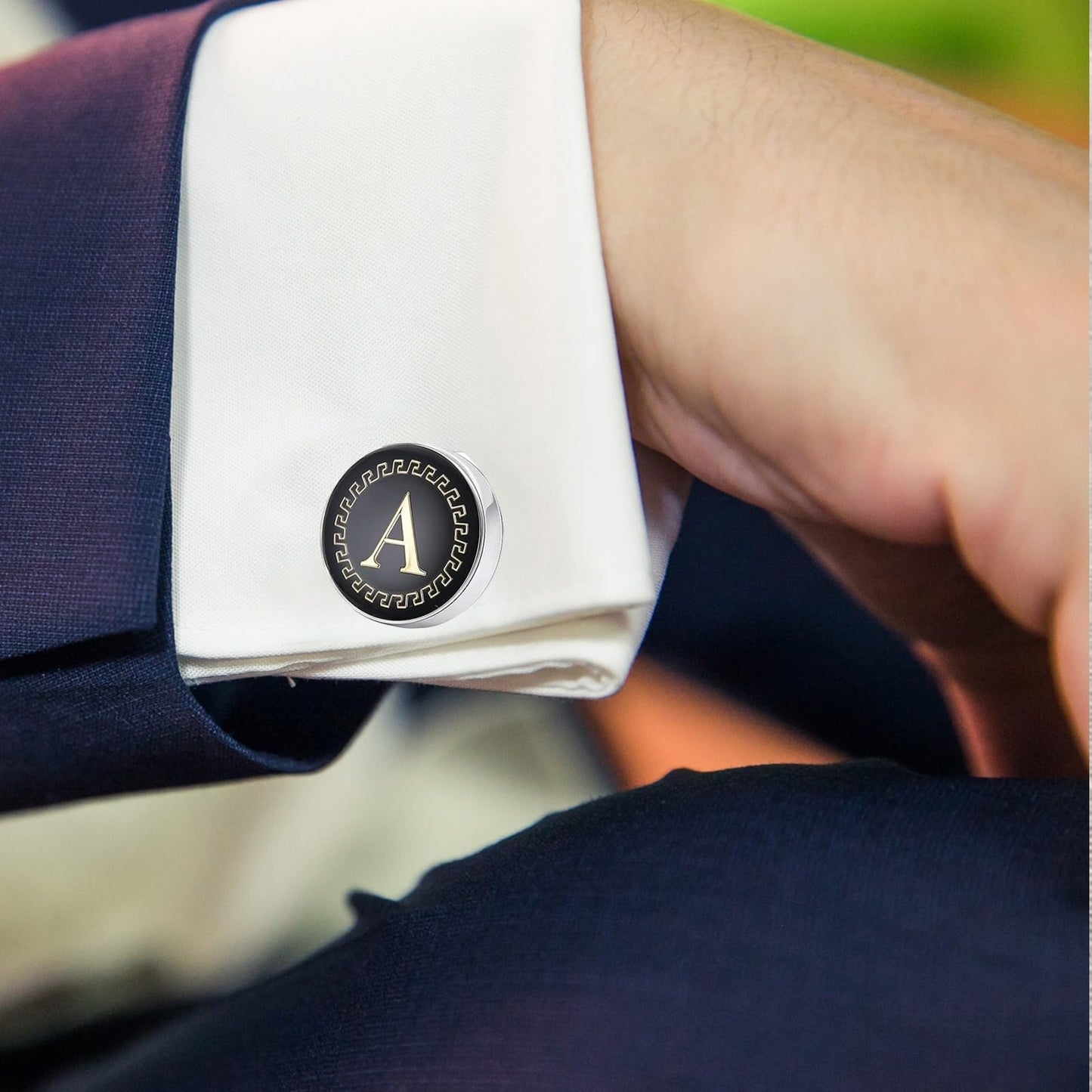 MIAMI Cufflinks for Men Boys Cuff links Formal Stainless Steel Cufflink For Men Alphabet Letters A Birthday Gift Anniversary Husband Cuff Links Cufflinks Set Mens Boys Man Boy Valentine Gifts -M07