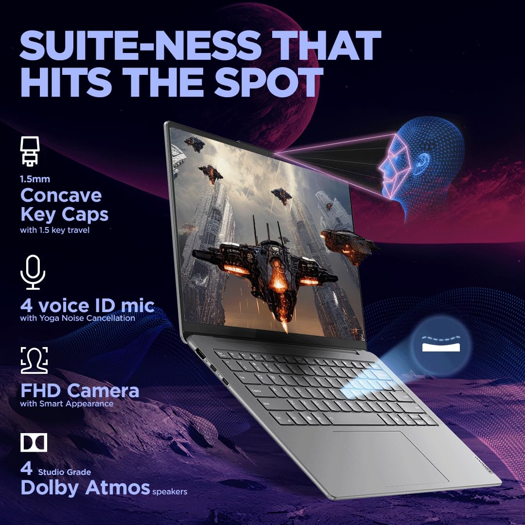 Lenovo Yoga Slim 7 Snapdragon X Elite X1E Built in-AI with Copilot+ 14"(35.5cm) 3K OLED 500Nits Touchscreen Laptop (32GB/1TB SSD/90Hz/Qualcomm NPU 45TOPS/Win11/MSO/1Yr ADP Free/Grey/1.4Kg), 83ED003BIN