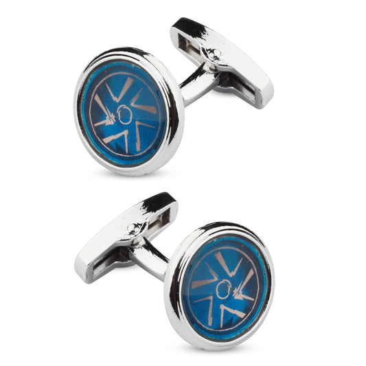 Panjatan Ogee Pattern Silver and Blue Coloured Cufflinks for Men.