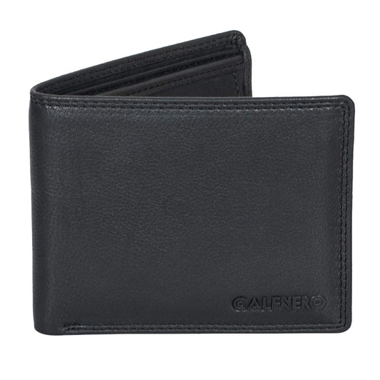 Calfnero Men's Genuine Leather RFID Wallet | Bi-Fold Wallet with Flip-Up ID Window, Multiple Card Slots & Cash Compartments | Premium Leather Wallet for Men