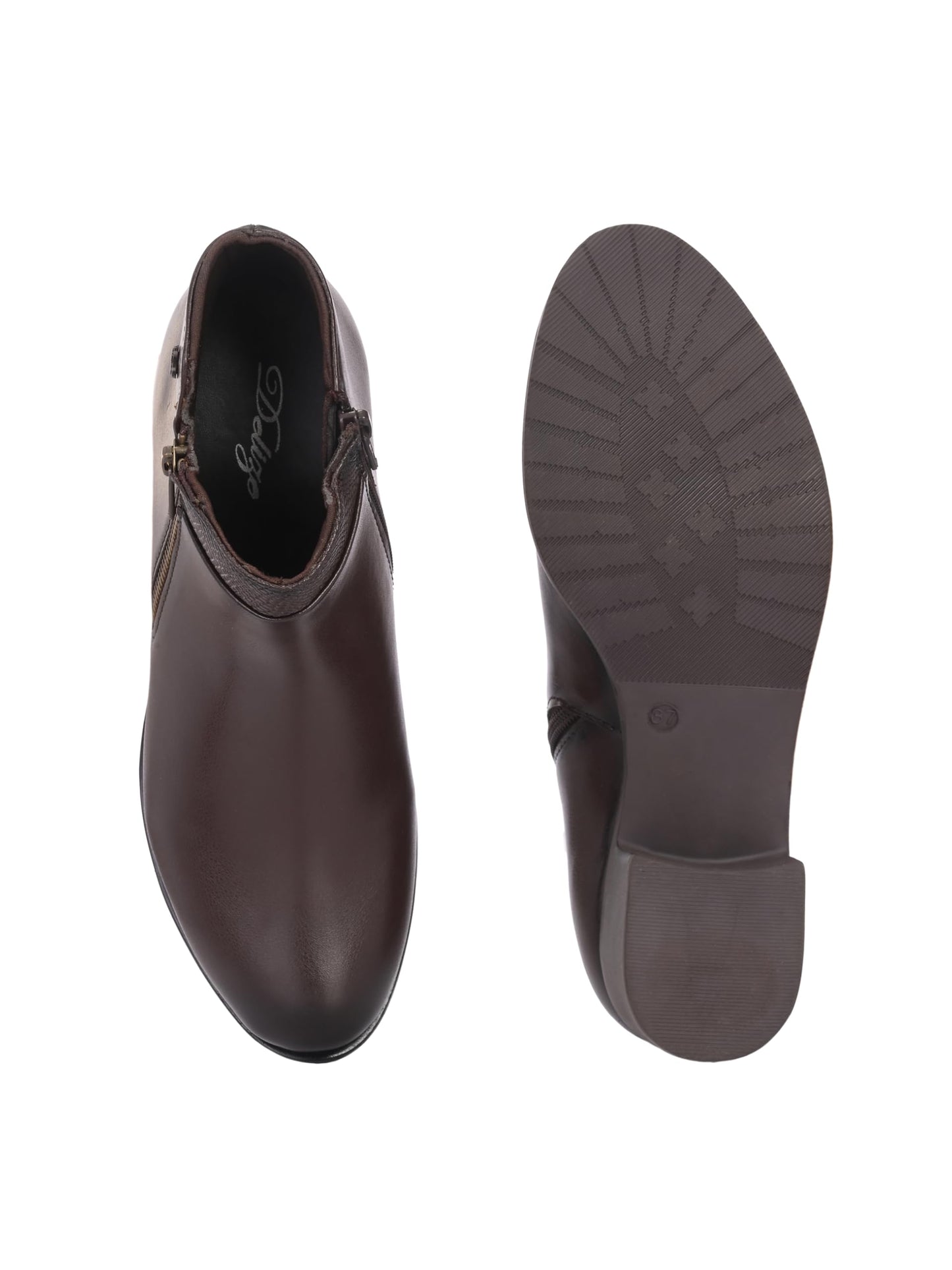 Delize Brown women Mid Heel derby Boots 67123-40