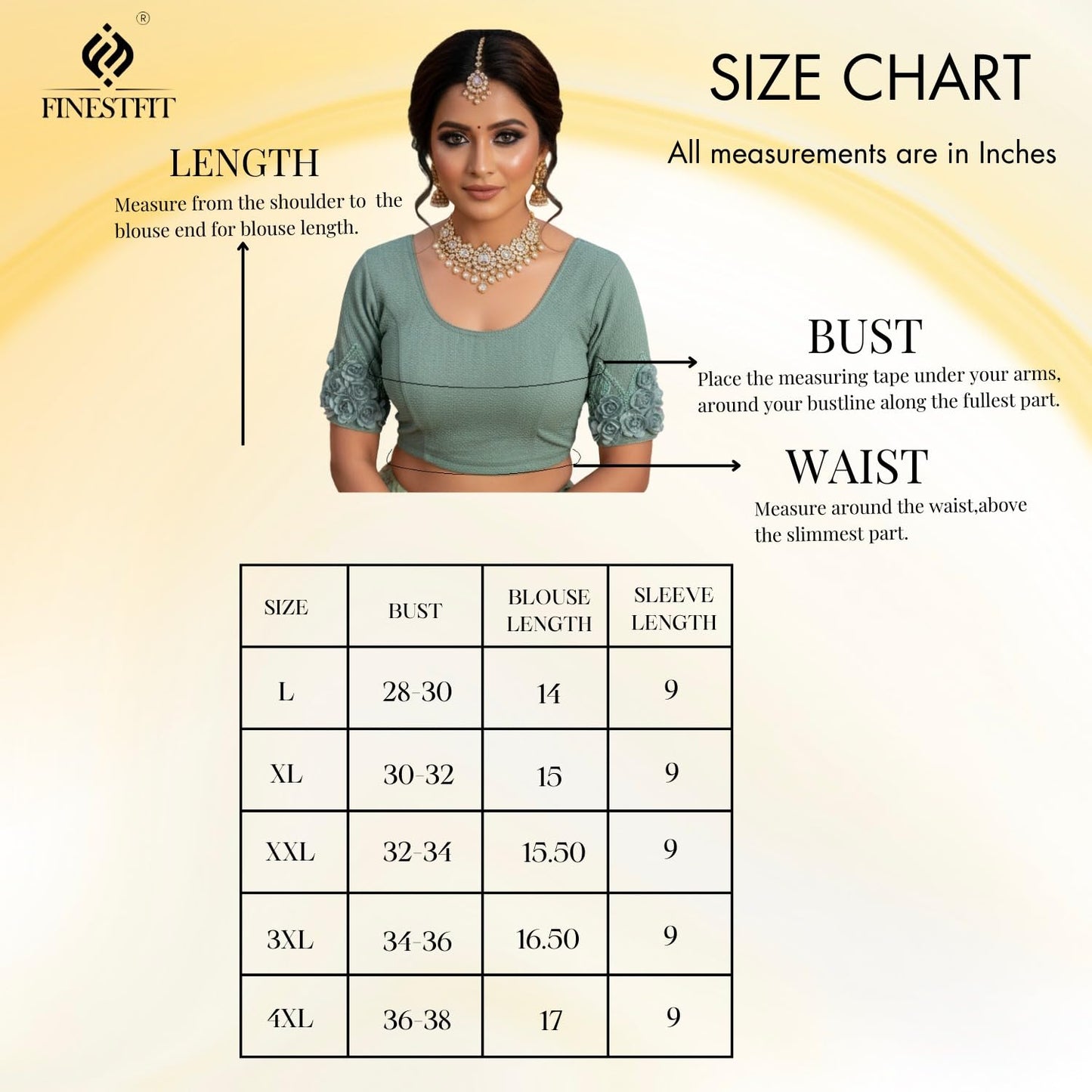 FINESTFIT 100% Cotton Fabric Latest Fashion Readymade Blouses for Women, 100% Cotton Fabric Round Neck with Organza Balloon Sleeves.