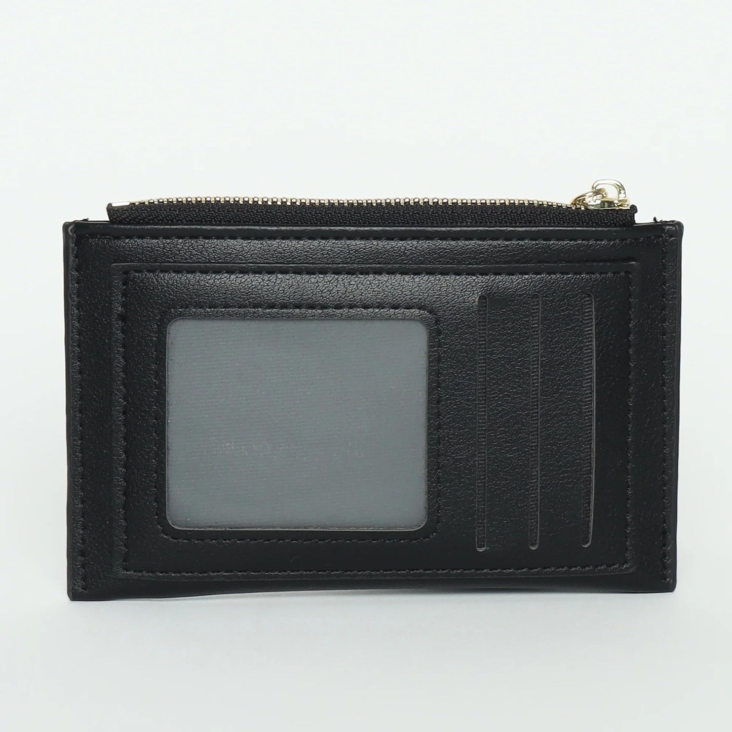 Hamster London Women Leather Millionaire Victoria Card Case with Zip-Black