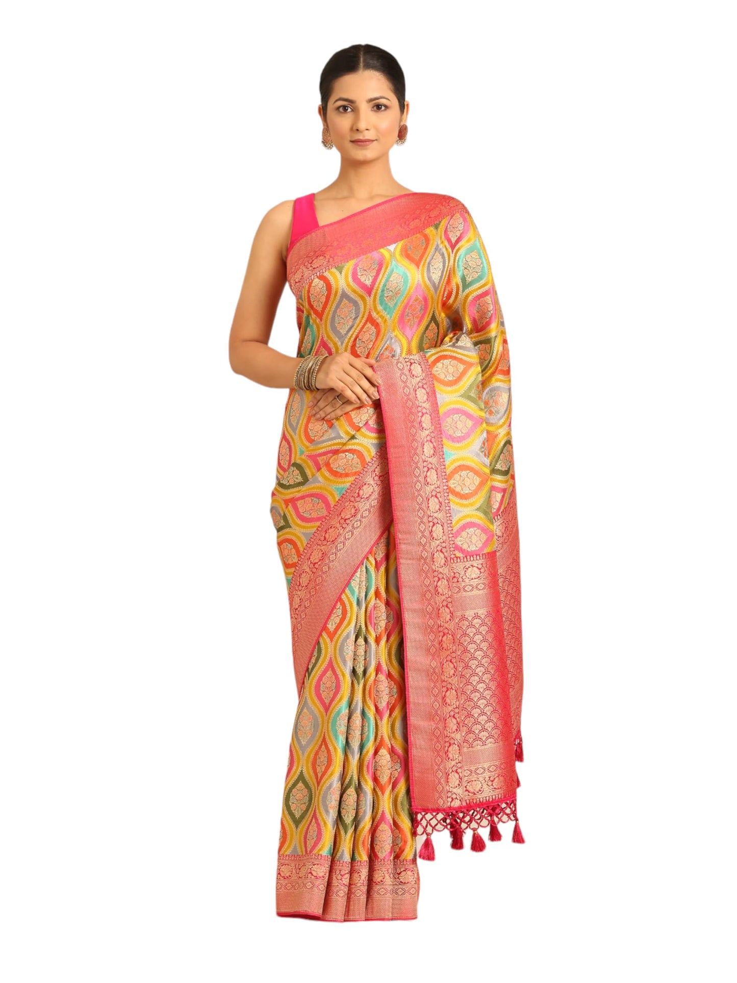 MOHEY Women's Green Art Silk Zari Weave Saree
