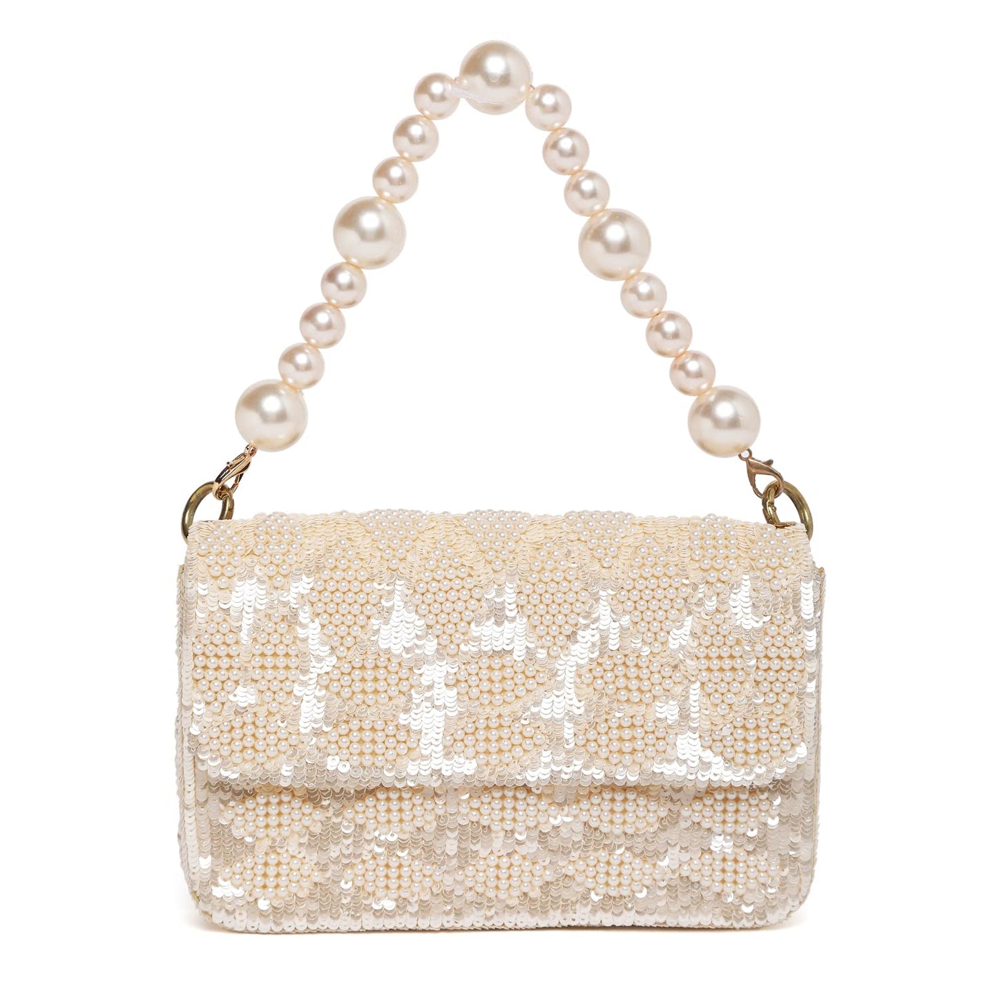 Peora Cream Clutch Purses for Women Wedding Handmade Evening Handbags Party Bridal Clutch (C54CRM)