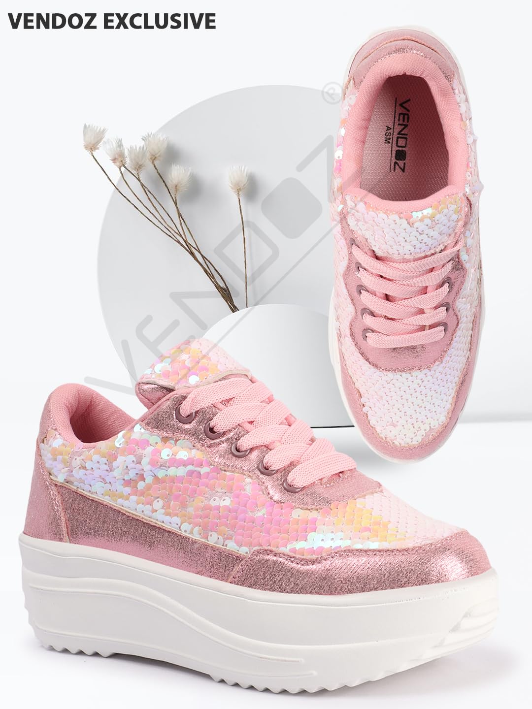LENSBURY Women's Shoes for Walking Wedding Party Bridal Casual, Sports, Slip-On, Lightweight Lace up Athletics Slipon Running Sneaker for Ladies and Girls LBCNV4026PNK-36 Pink