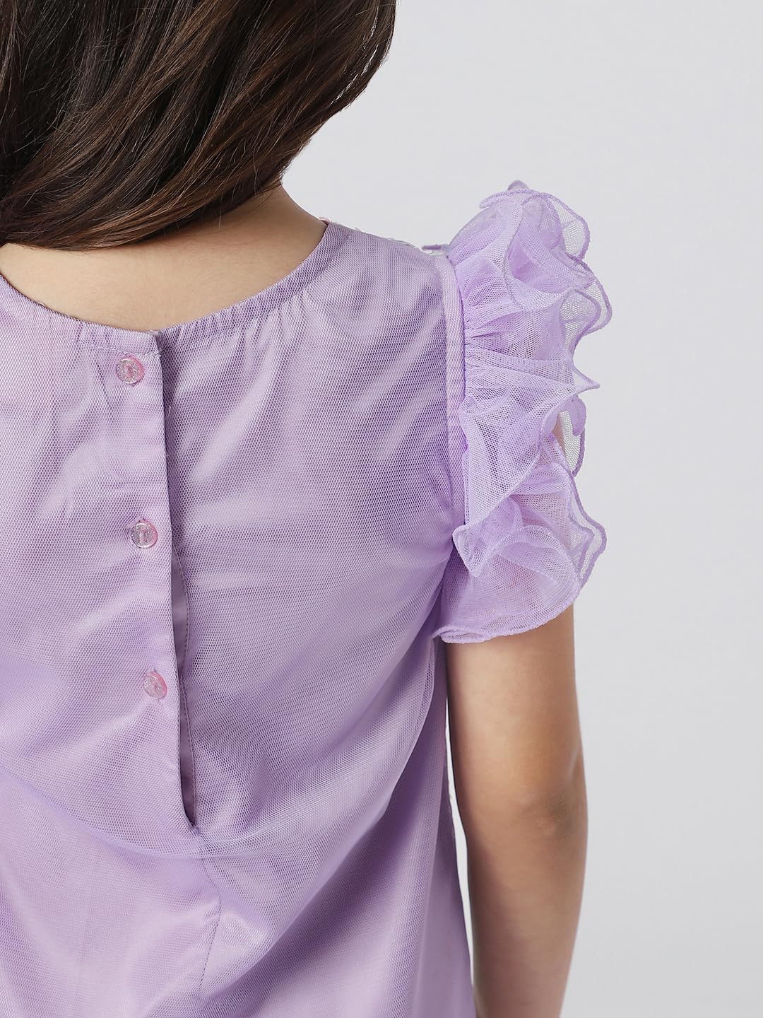 Nautinati Girls Embellished Party Dress| Cotton | Age 4-8 Years Purple