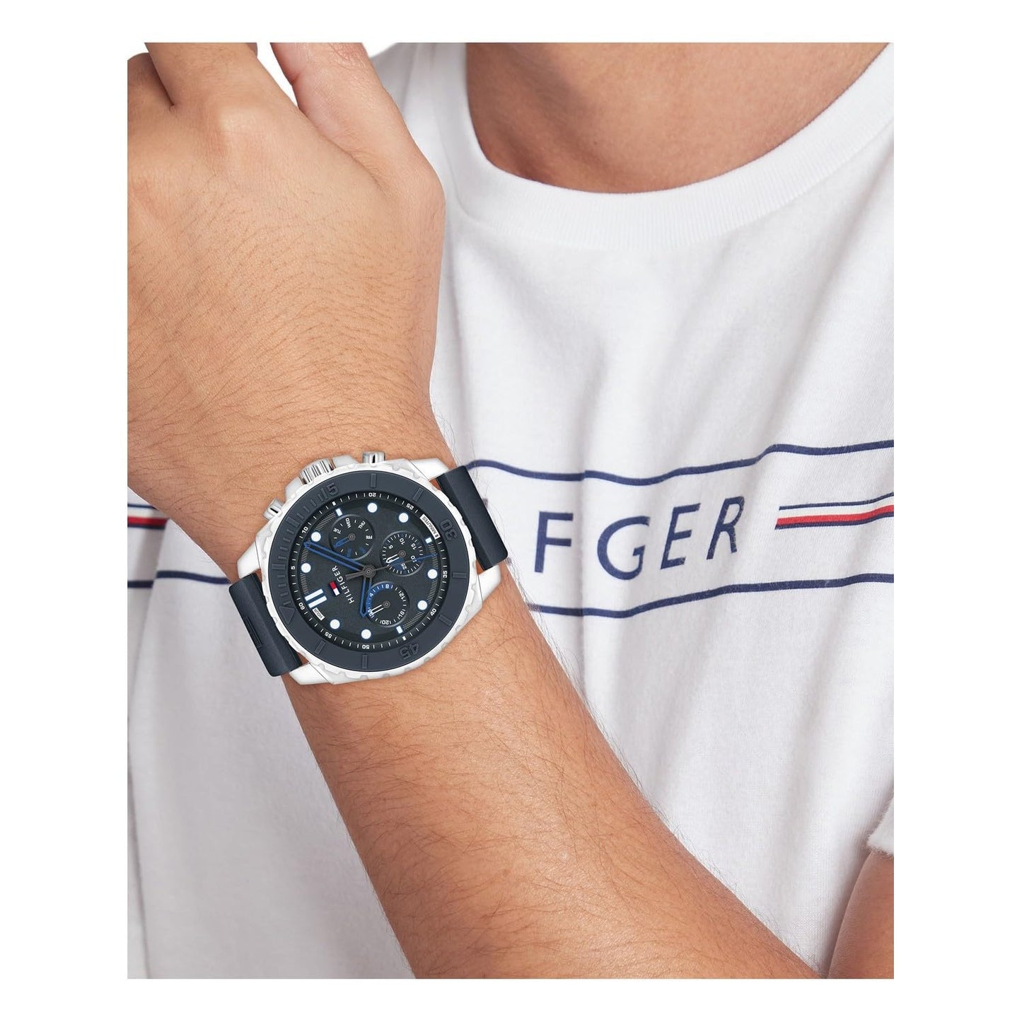 Tommy Hilfiger Morgan Quartz Analog with Blue Dial Blue Silicone Strap Watch for Men - TH1710687