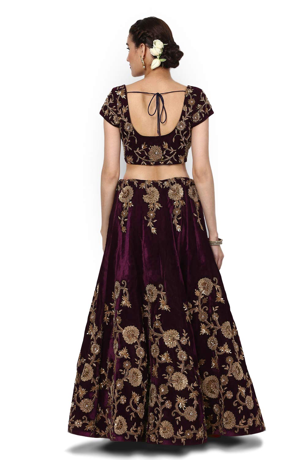 Zeel Clothing Women's Silk Semi-stitched Lehenga Choli (zc-7012_purple_free Size)