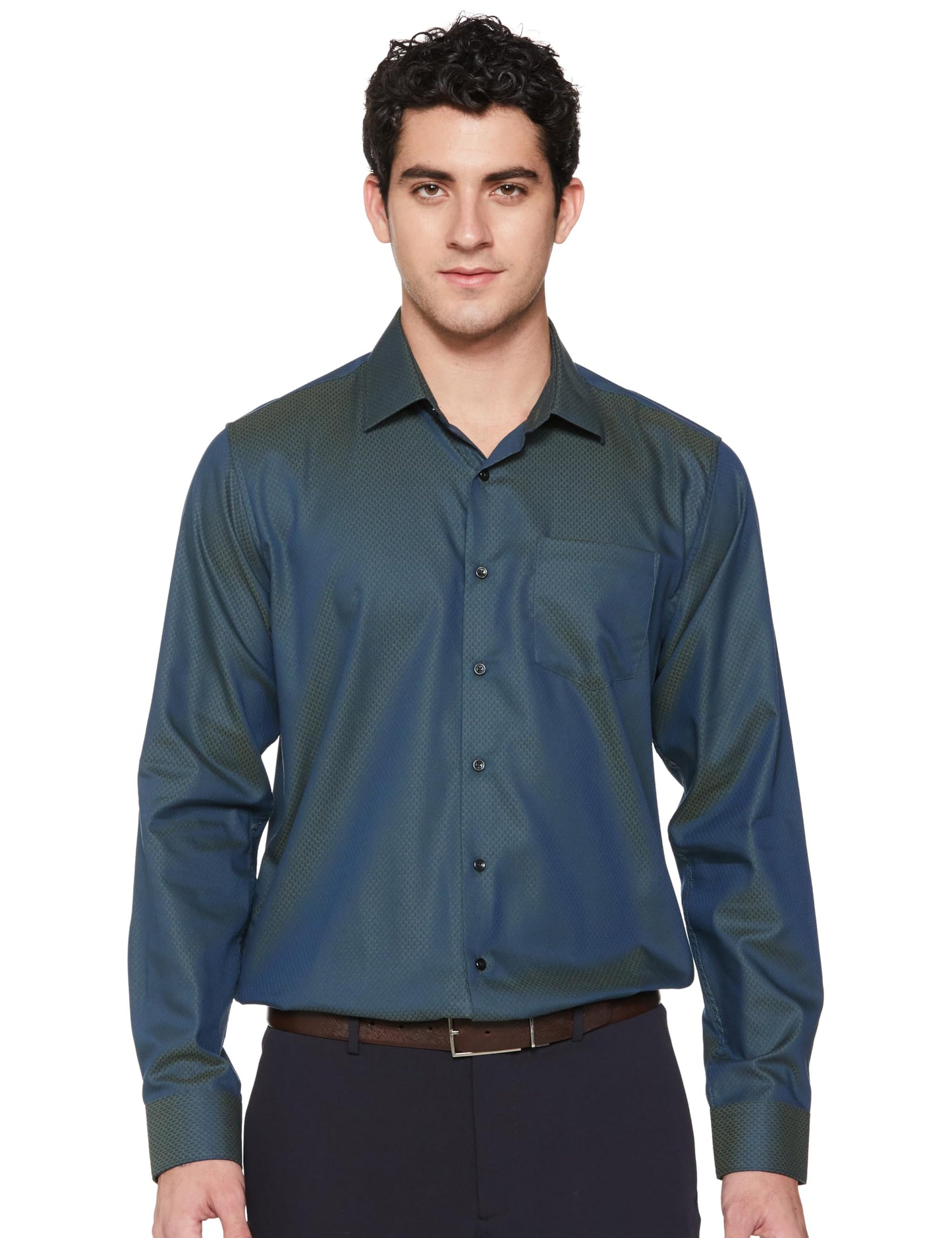 Van Heusen Men's Slim Fit Shirt (VHSFCSLB587580_Teal