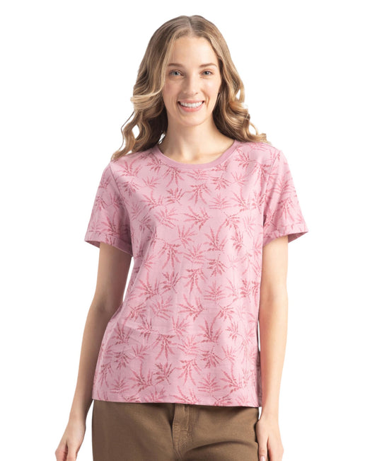 Jockey A144 Women's Super Combed Cotton Relaxed Fit Printed Half Sleeve T-Shirt_Lilas_XL