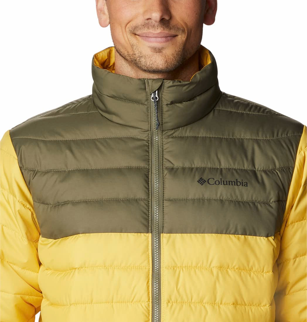 Columbia Mens Powder Lite Jacket, Golden Nugget, Stone Green, L