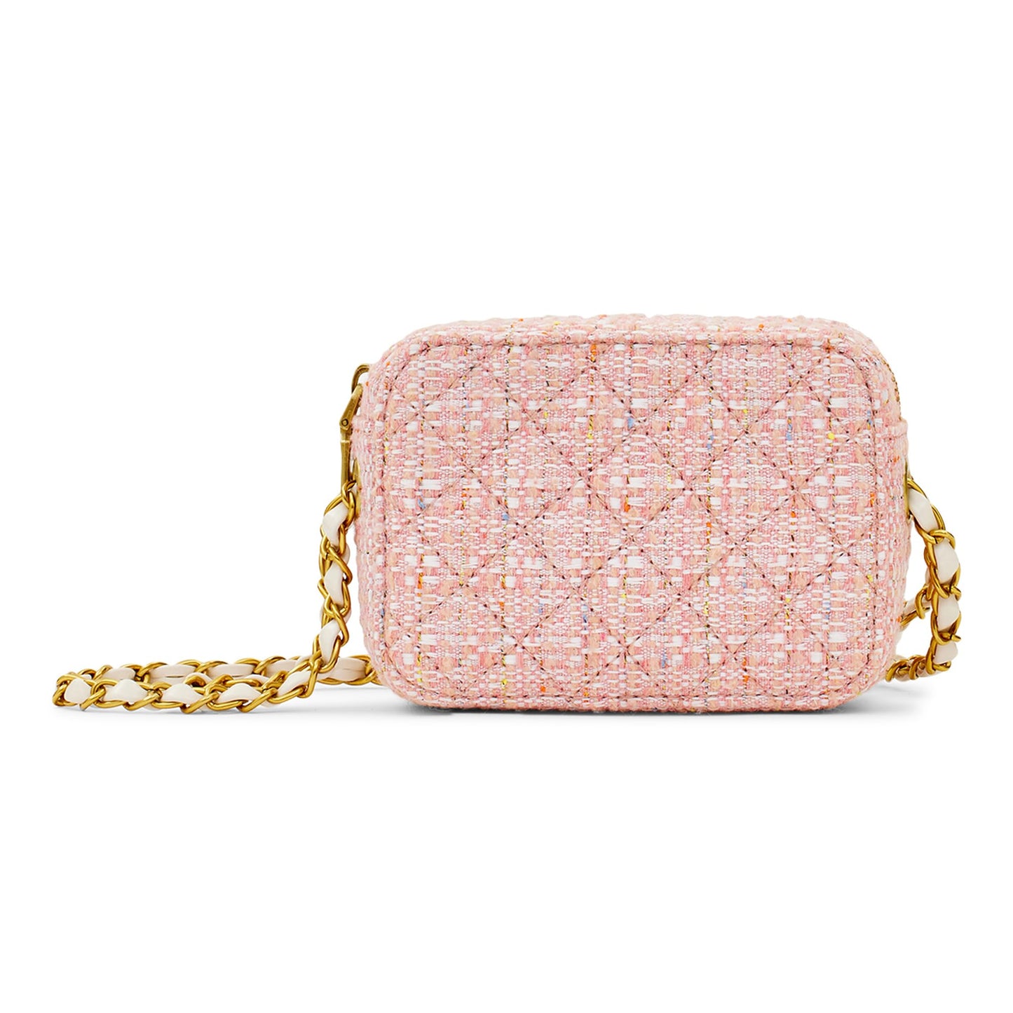 Miraggio Donna Tweed Mini Crossbody/Sling Camera Bag for Women (Tweed Pink)