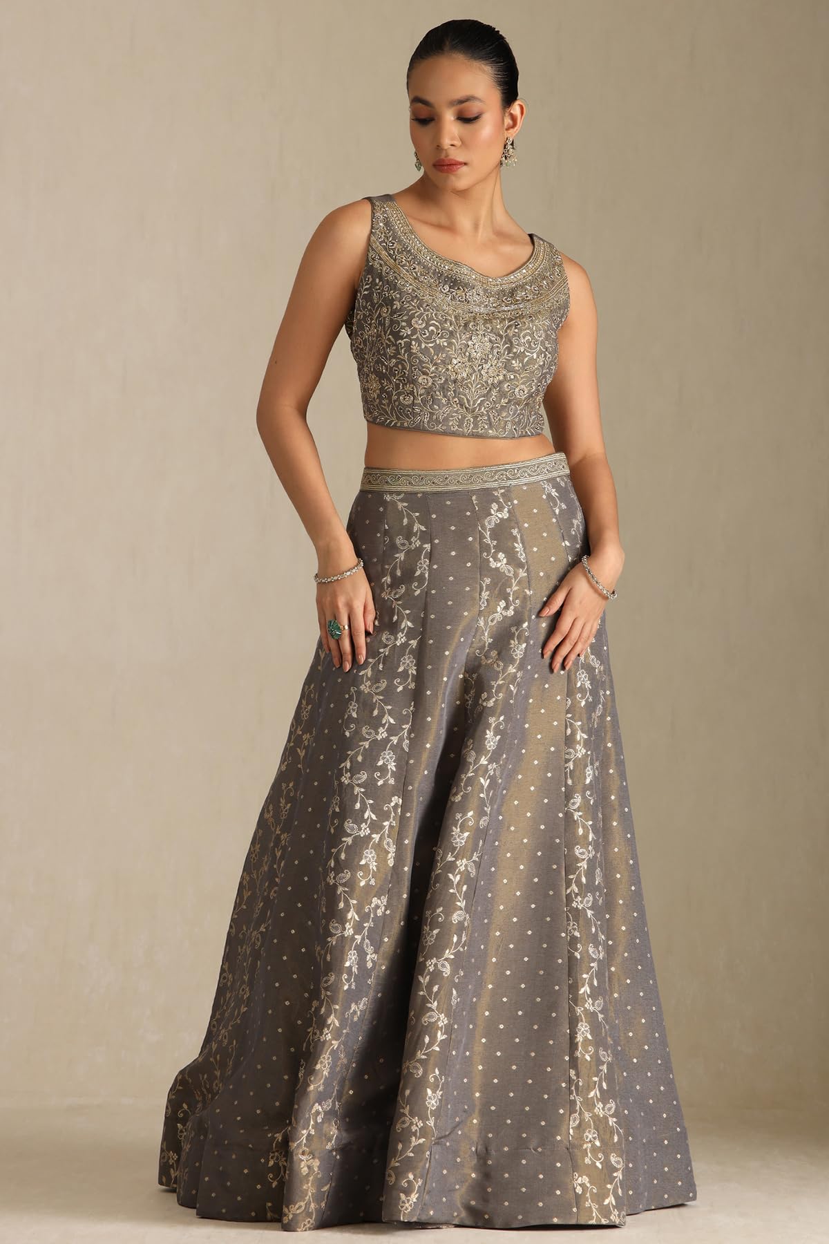 Soch Women's Viscose Lehenga Choli (OWS5CD21804_Grey_M)