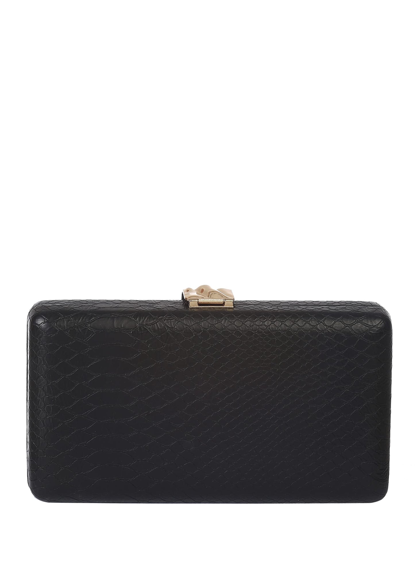 Satya Paul Black Pu Leather Clutch for Women