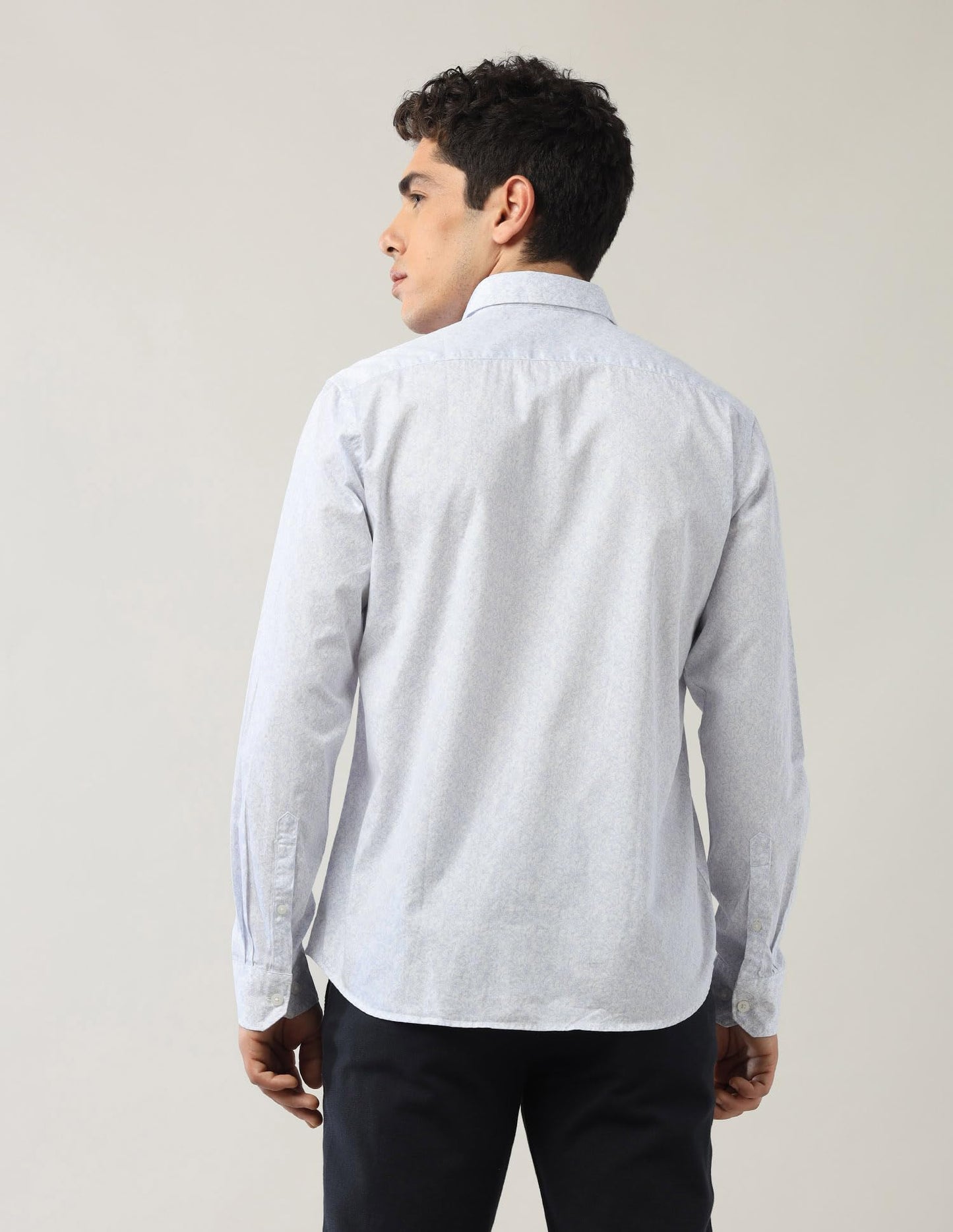Arrow Sports Men's Floral Slim Fit Shirt (ASAJSH1651_Light Blue
