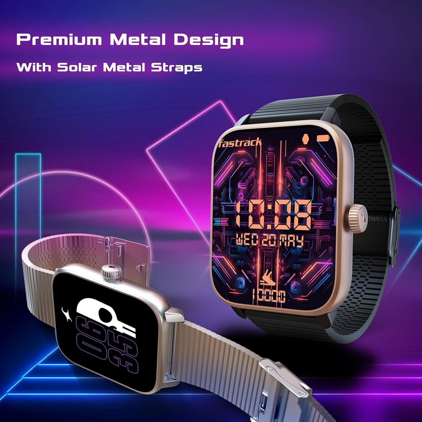 Fastrack Smart Watch Phantom 1.85 Super Ultravu Display Fashionable Metal Design Functional Crown (Black)