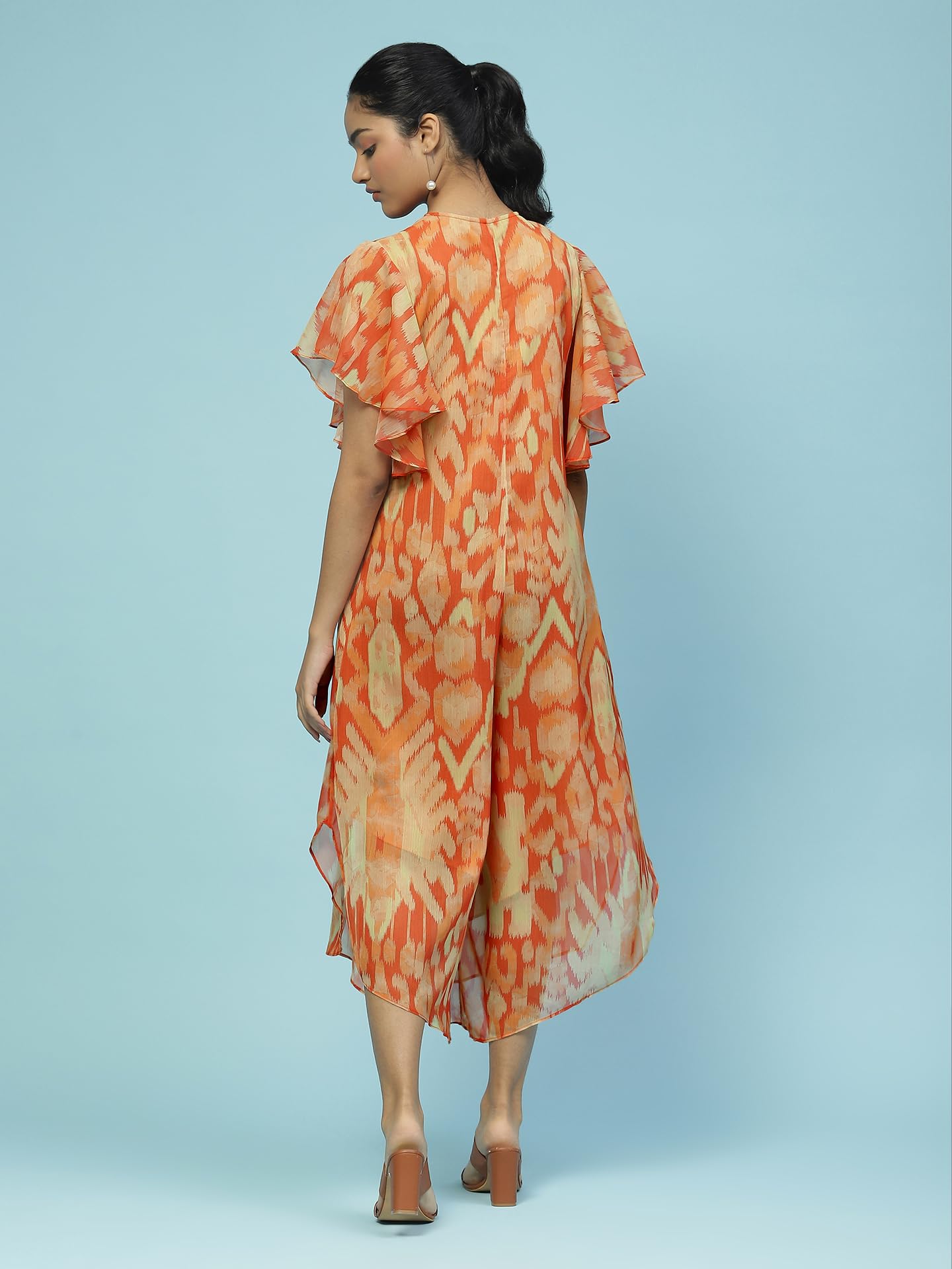Aarke Ritu Kumar Orange Printed Jumpsuit