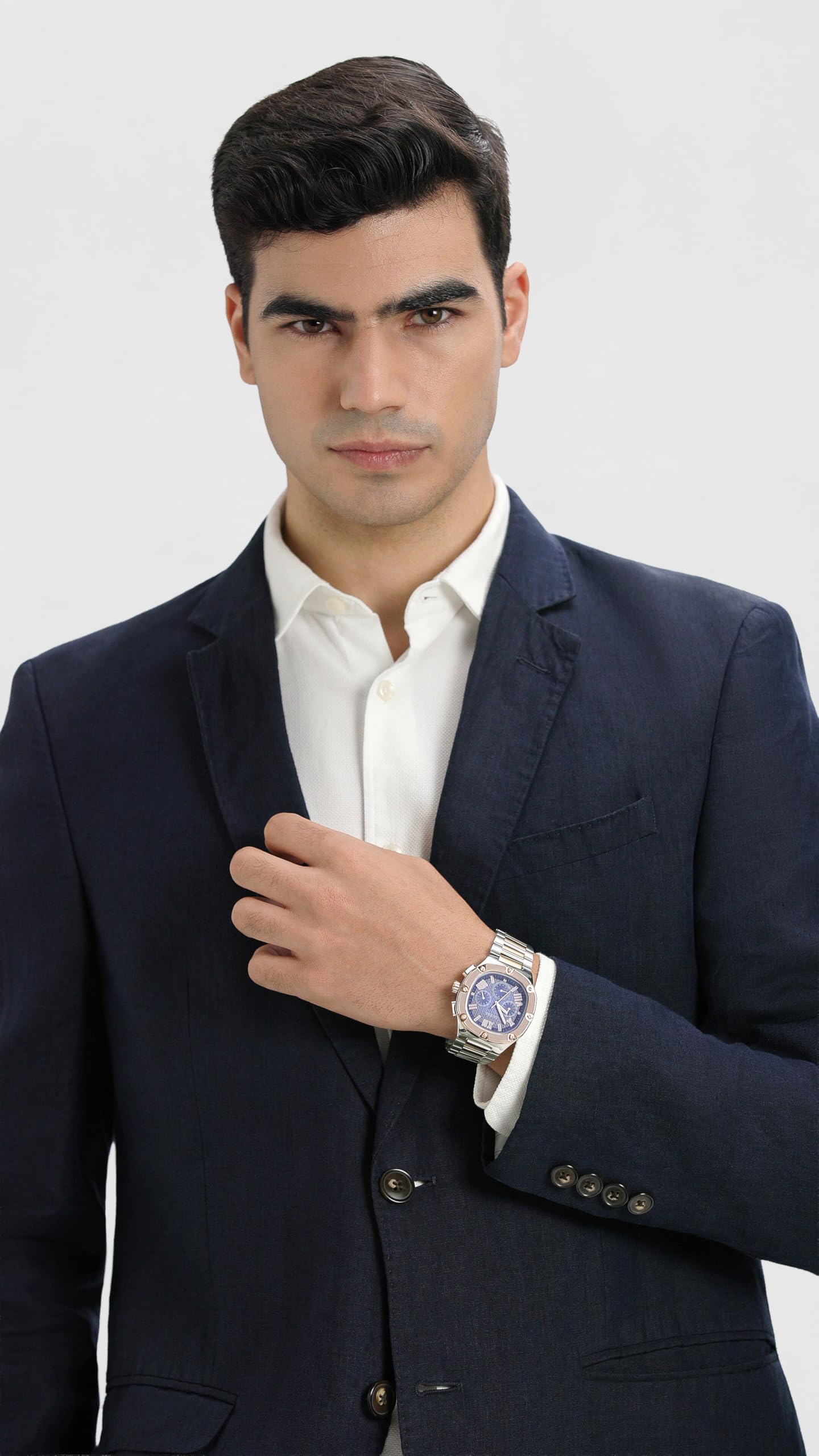 GUESS Men Blue Square Stainless Steel Dial Analog Watch- GW0572G4
