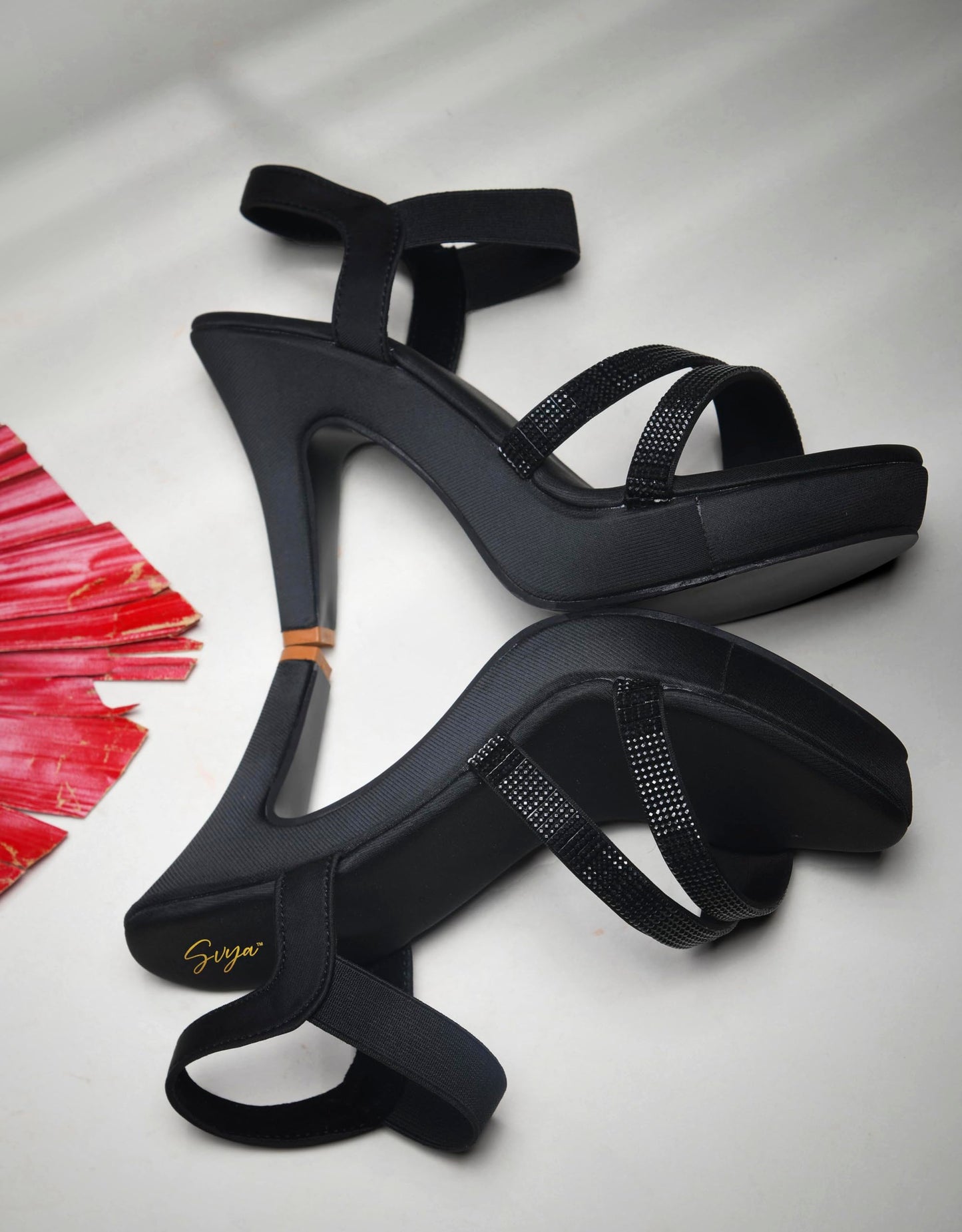 SVYA, Comfortable Heel Sandals for Women and Girl. (Black, UK Footwear Size System, Adult, Women, Numeric, Medium, 7)