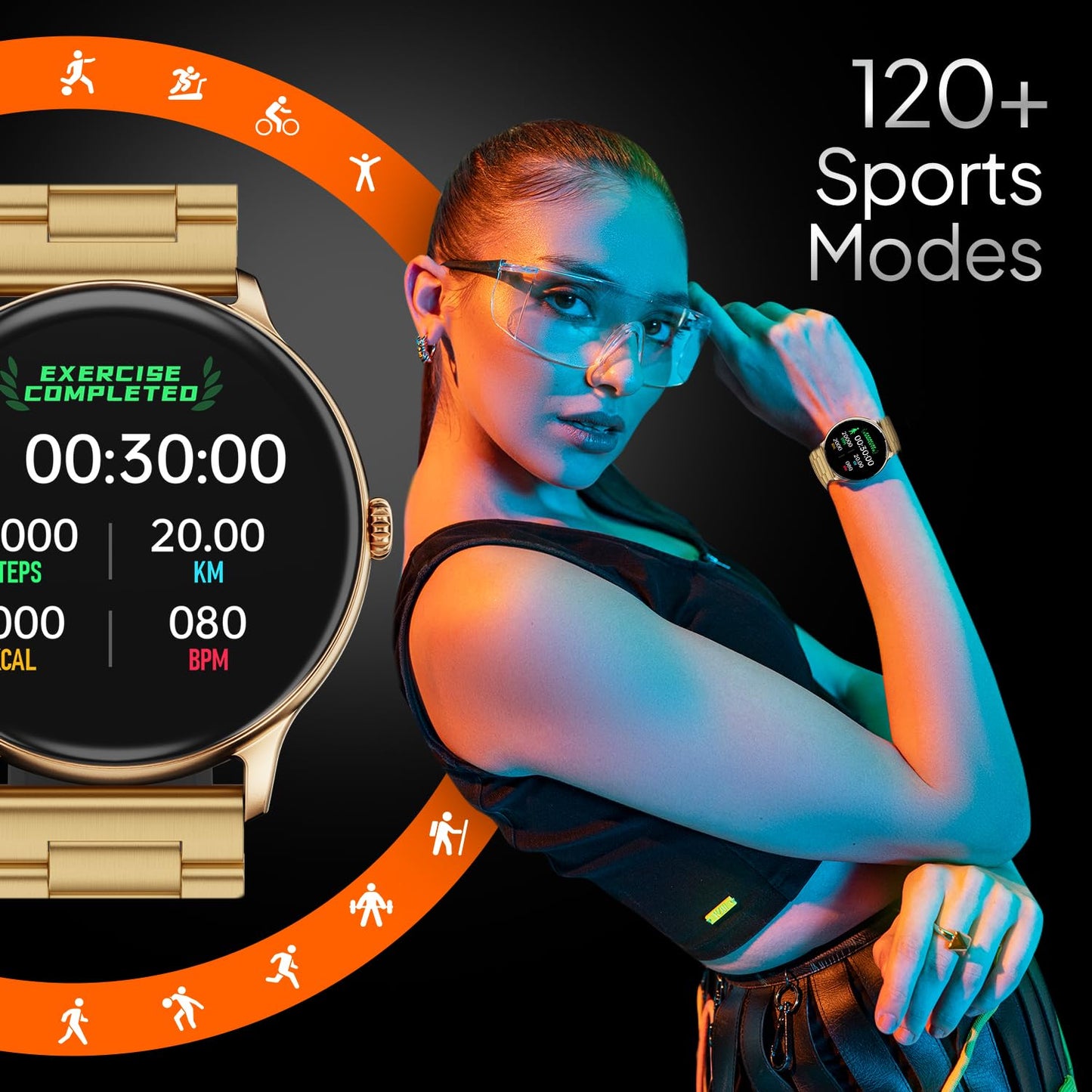 Fire-Boltt Newly Launched Phoenix Ultra Blaze Luxury Stainless Steel, Bluetooth Calling Smart Watch, AI Voice Assistant, Metal Body with 120+ Sports Modes, SpO2, Heart Rate Monitoring (Gold)