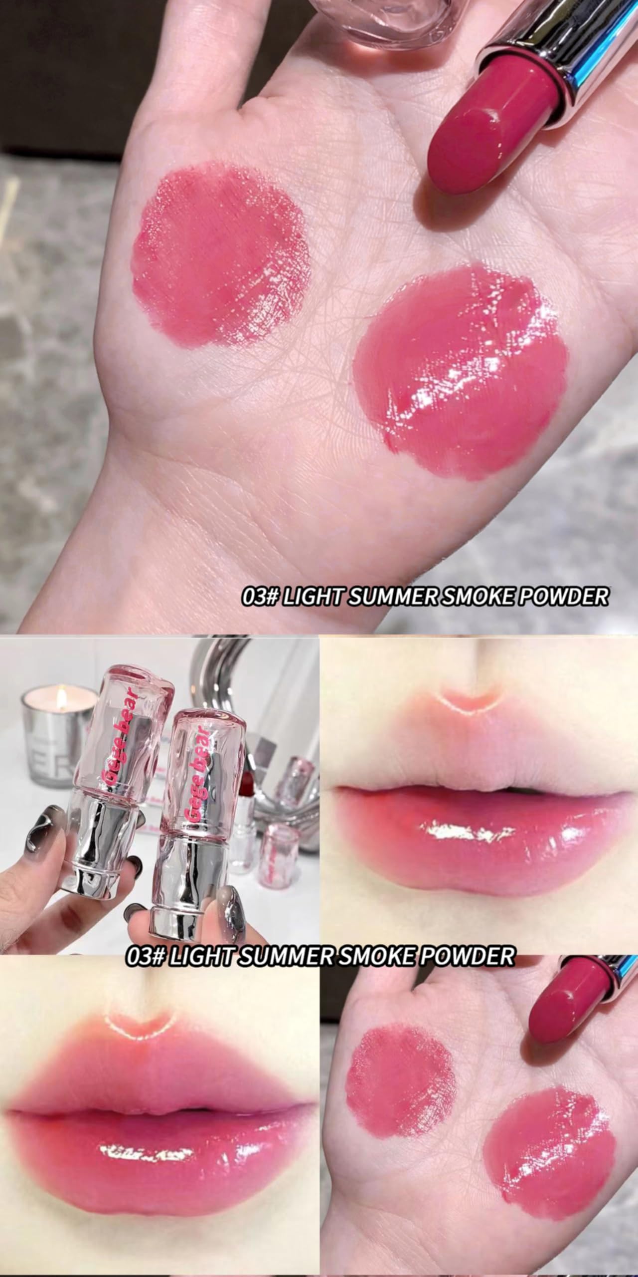 Gege Bear Light and Hydrating Lipstick for Women – Lightweight, Moisturizing, | Available in 6 Shades | Long-Lasting, High-Pigment Lip Gloss | Hydrating and High Shine Makeup | A Perfect Mix of Lip Balm & Lip Tint | (06-VINTAGE RED PEAR, 3.8g)