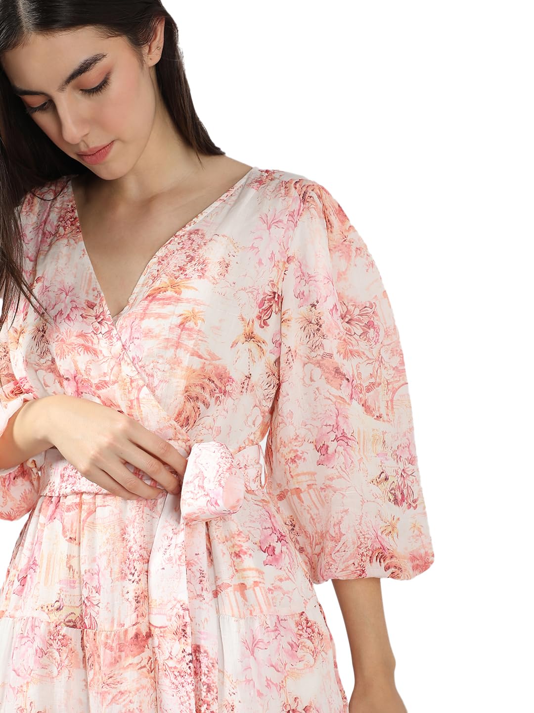 VERO MODA Women's Fit and Flare Pink Dress