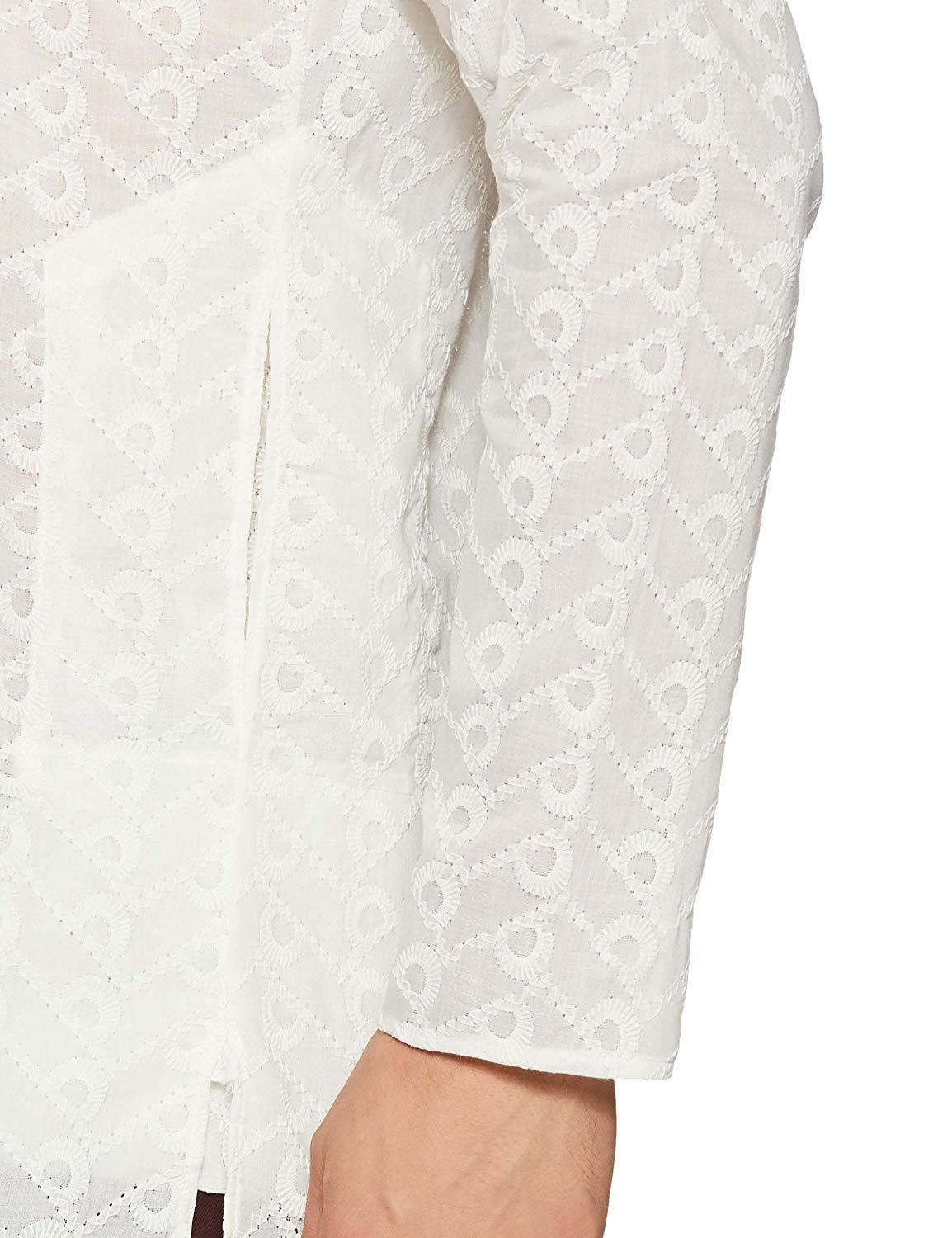 Royal Kurta Mens Chikan Embroidered Cotton Kurta Beige