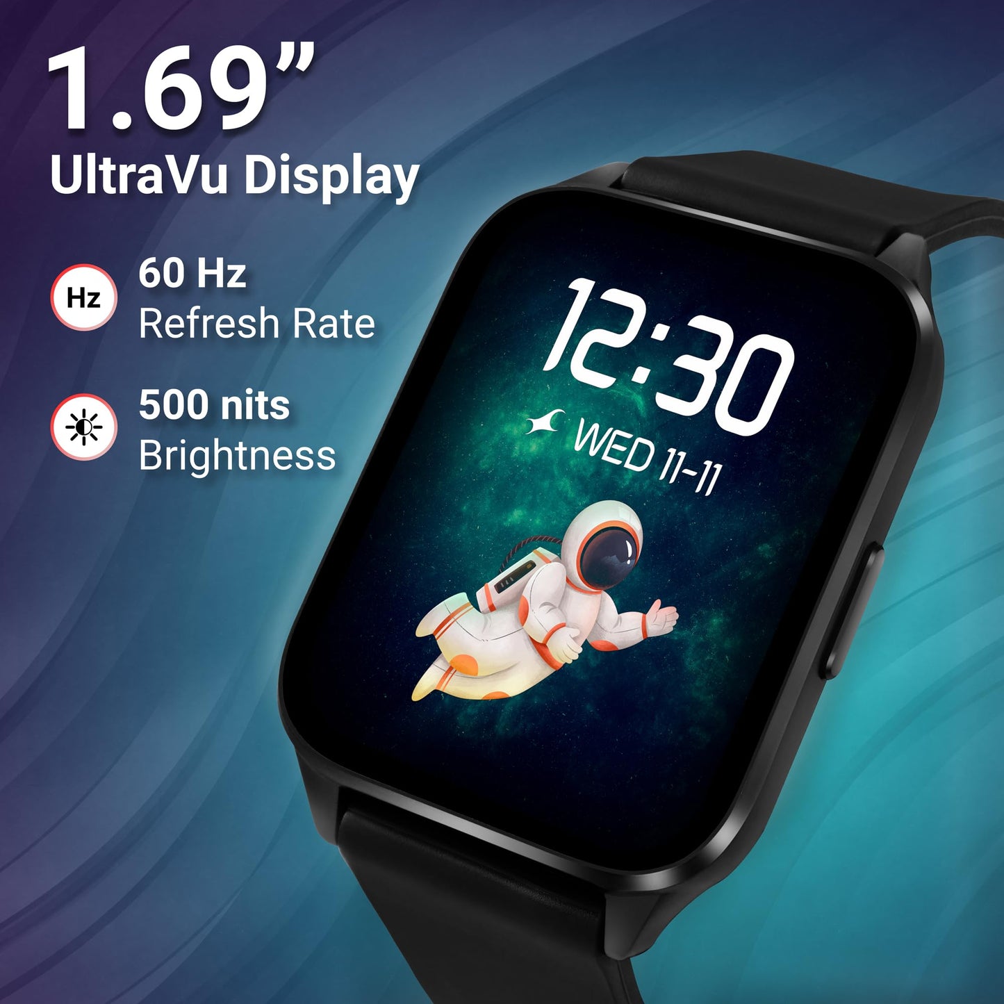 Fastrack Reflex Beat+ 1.69” UltraVU Display|500 Nits Brightness|60 Sports Modes|24 * 7 Heart Rate Monitor|SpO2 Monitor|Sleep Tracker|IP68 Water Resistant|Music & Camera Control